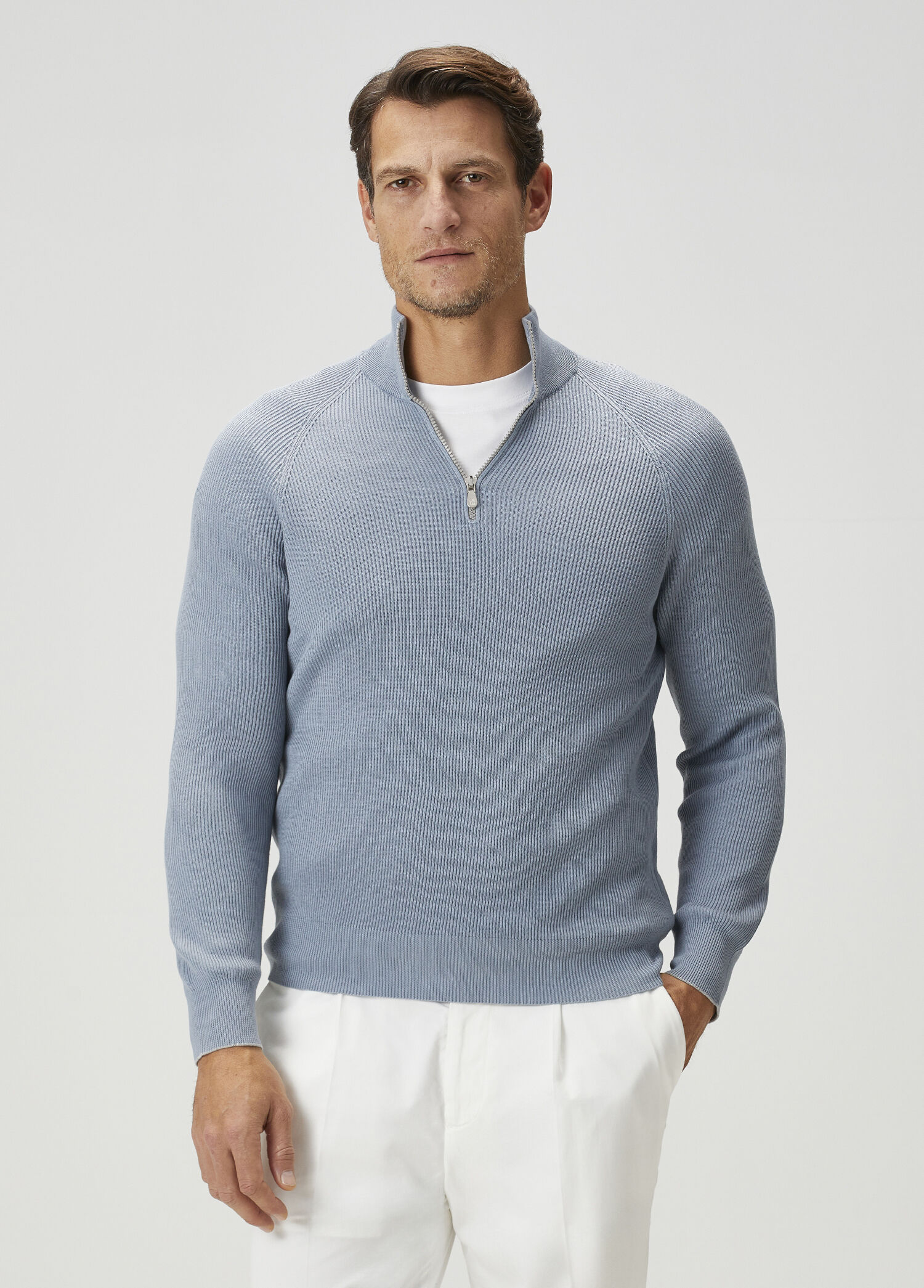 Gray-Blue Brunello Cucinelli Gray-Blue Men Grey Blue Knitwear