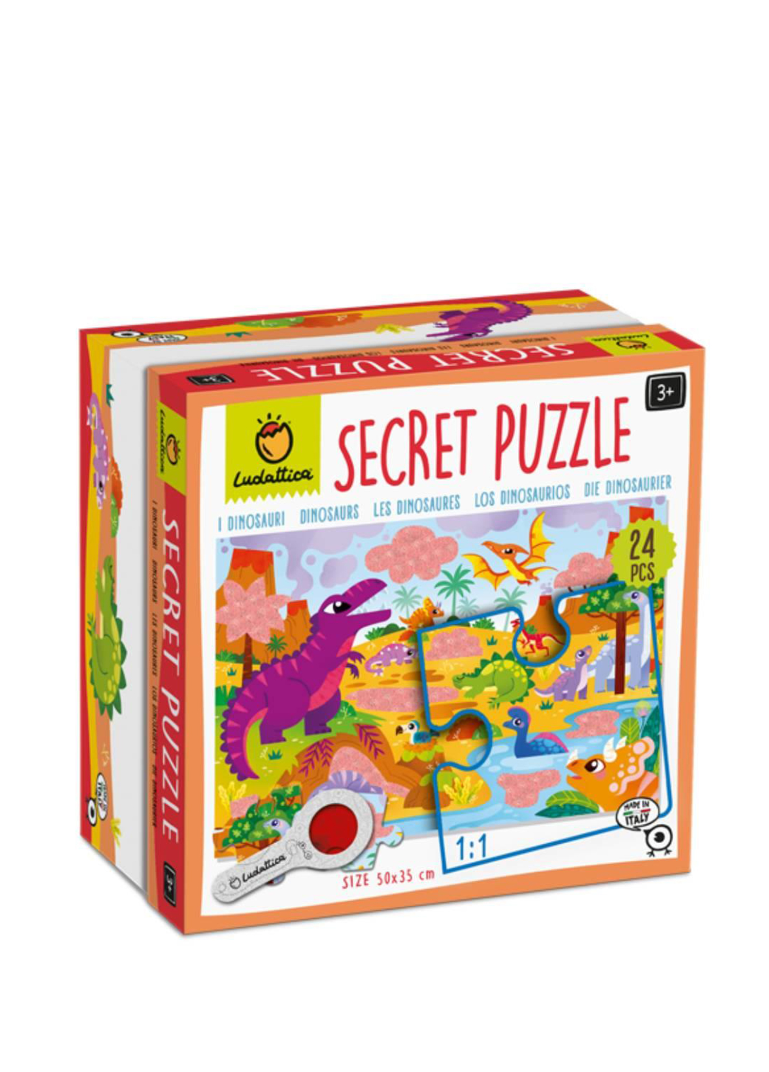 Ludattica - Secret I Dinosauri Dinosaurs 24 Parça Puzzle - Açık Mavi