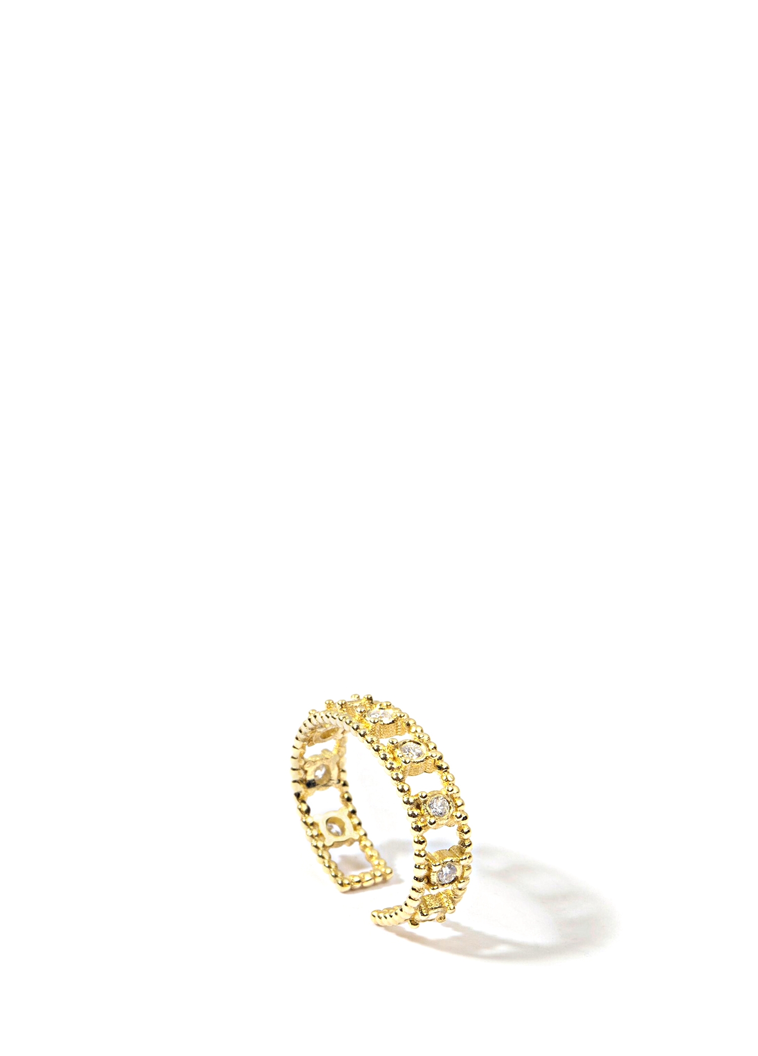 9 Diamonds 14 Ayar Yellow Gold Ear Cuff