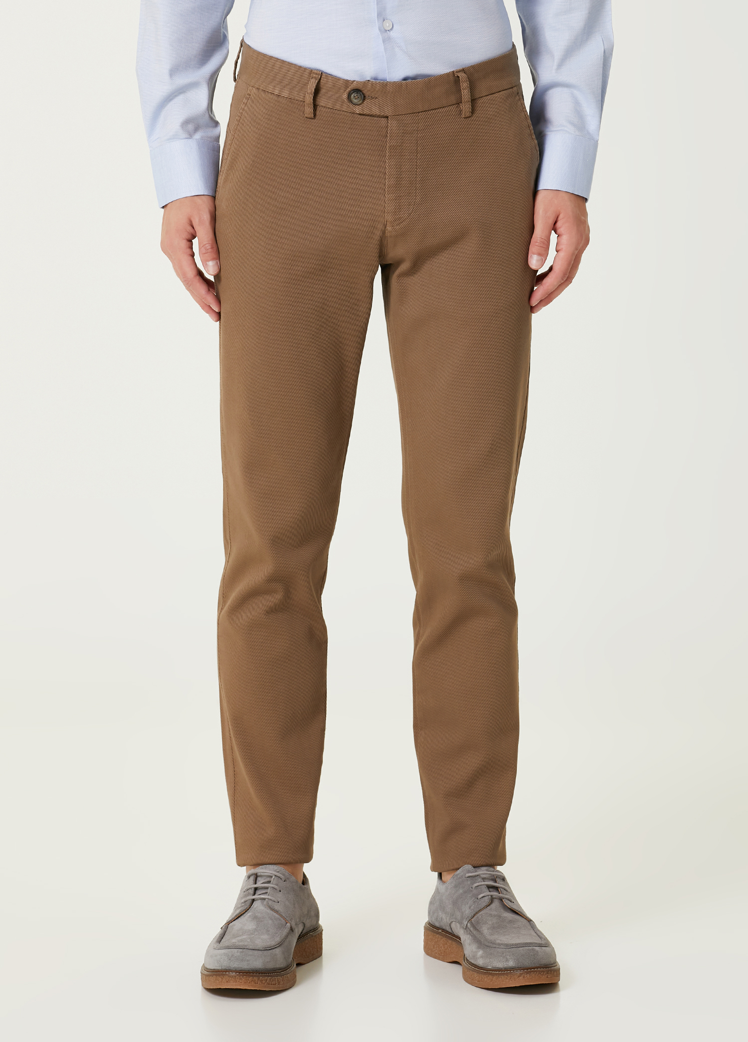 Slim Fit Vizon Twill Dokulu Chino Pantolon_1