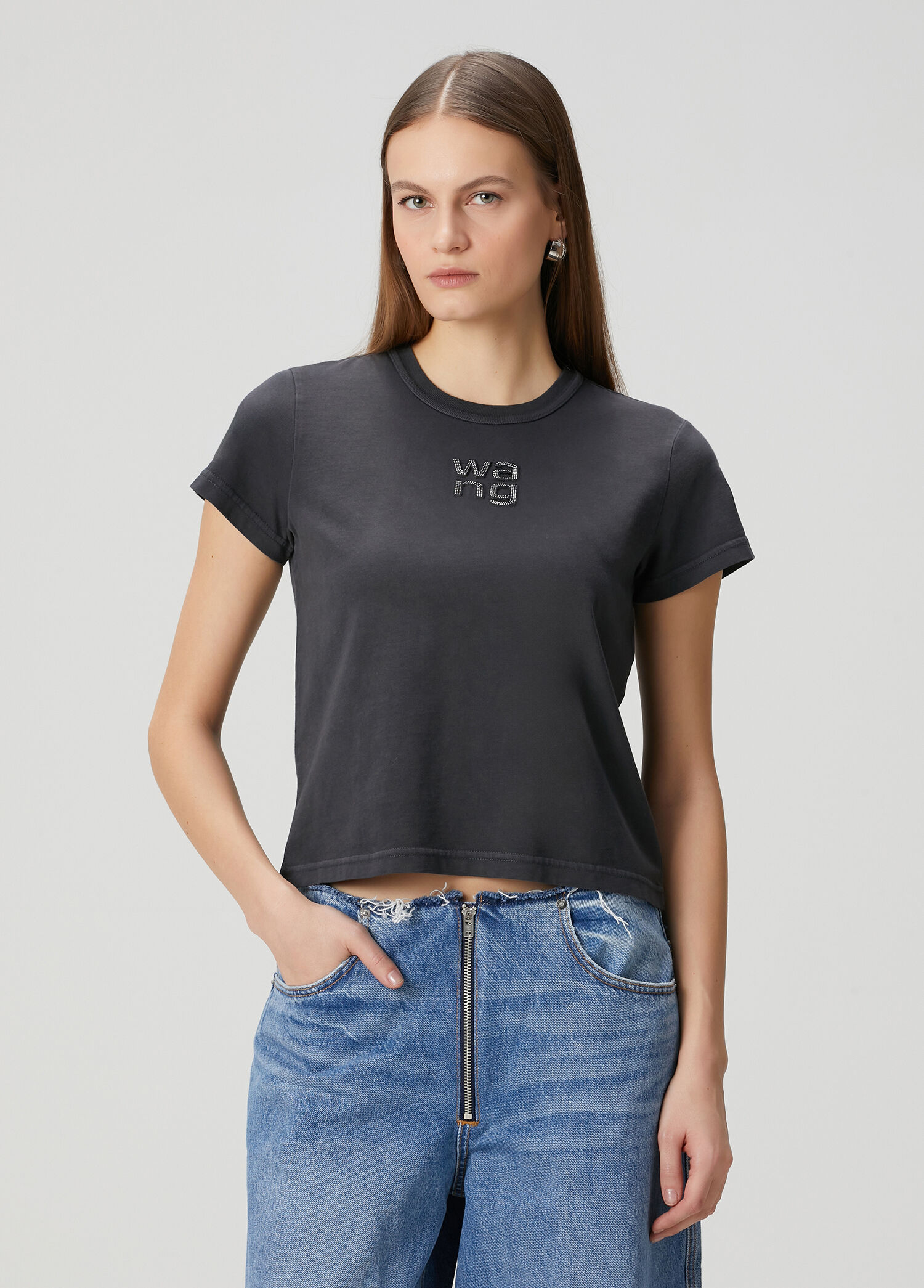 Antrasit Hotfix Logolu T-shirt