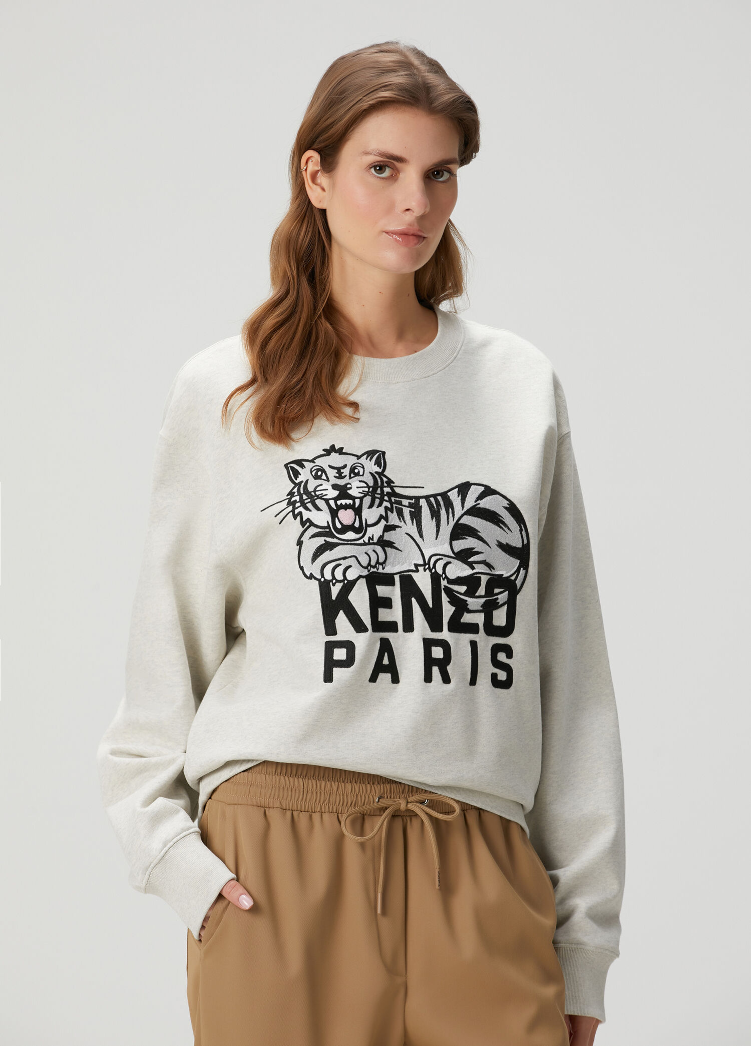 Kenzo - Happy Tiger Gri Sweatshirt - Açık Gri