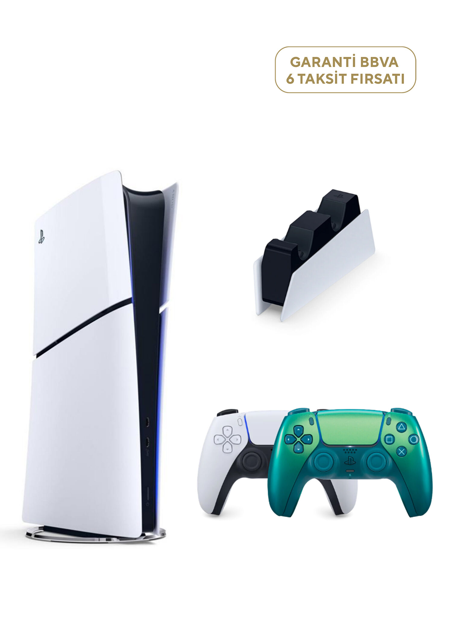 PlayStation 5 Slim Digital Edition 825 GB SSD Oyun Konsolu + 2. PS5 Chroma Teal + PS5 Şarj İstasyonu (Yeni Sürüm)