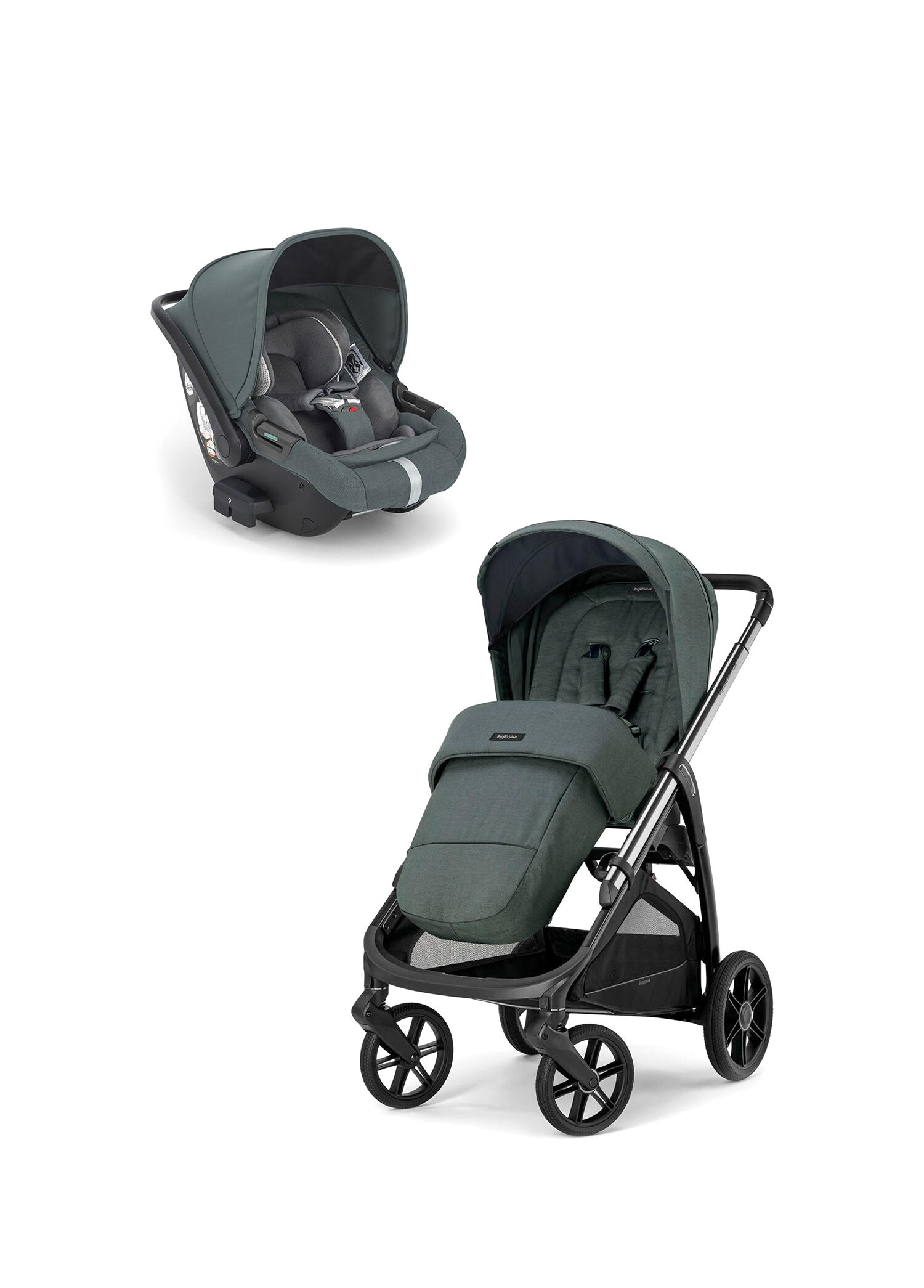 Aptica Glam Emerald Green Tek Elle Katlanabilen Çift Yönlü Bebek Arabası ve Ana Kucağı Set