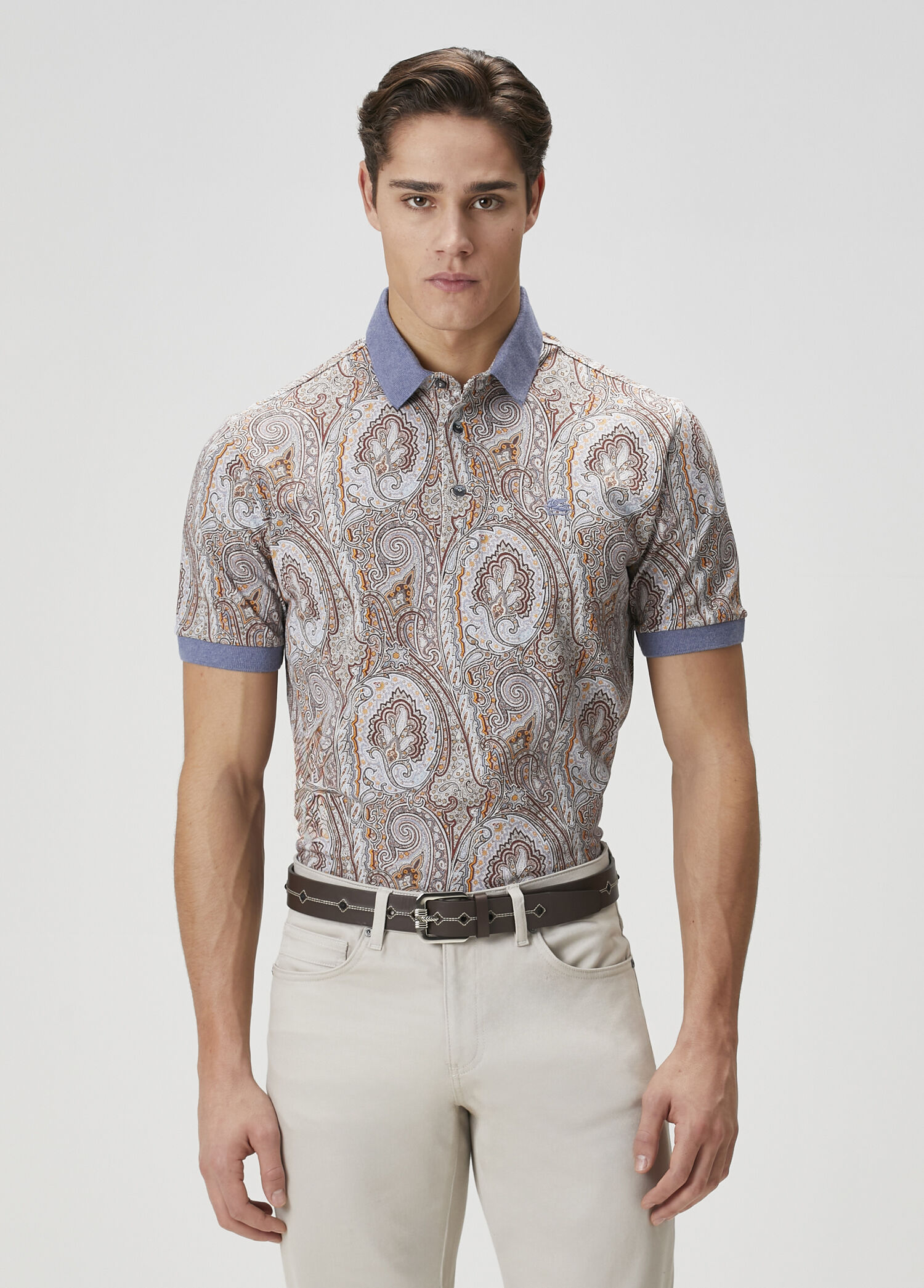 Çok Renkli Etnik Desenli Polo Yaka T-shirt