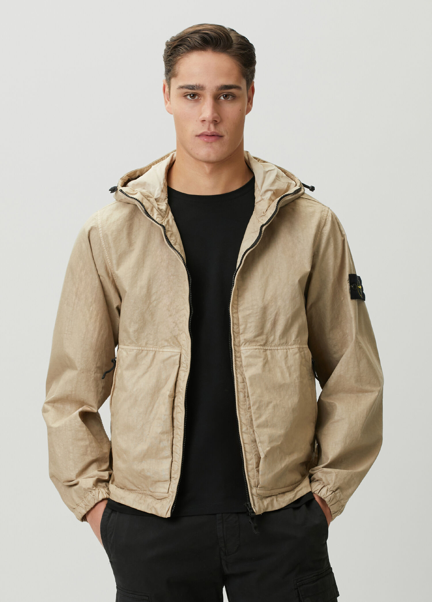 Beige Hooded Coat