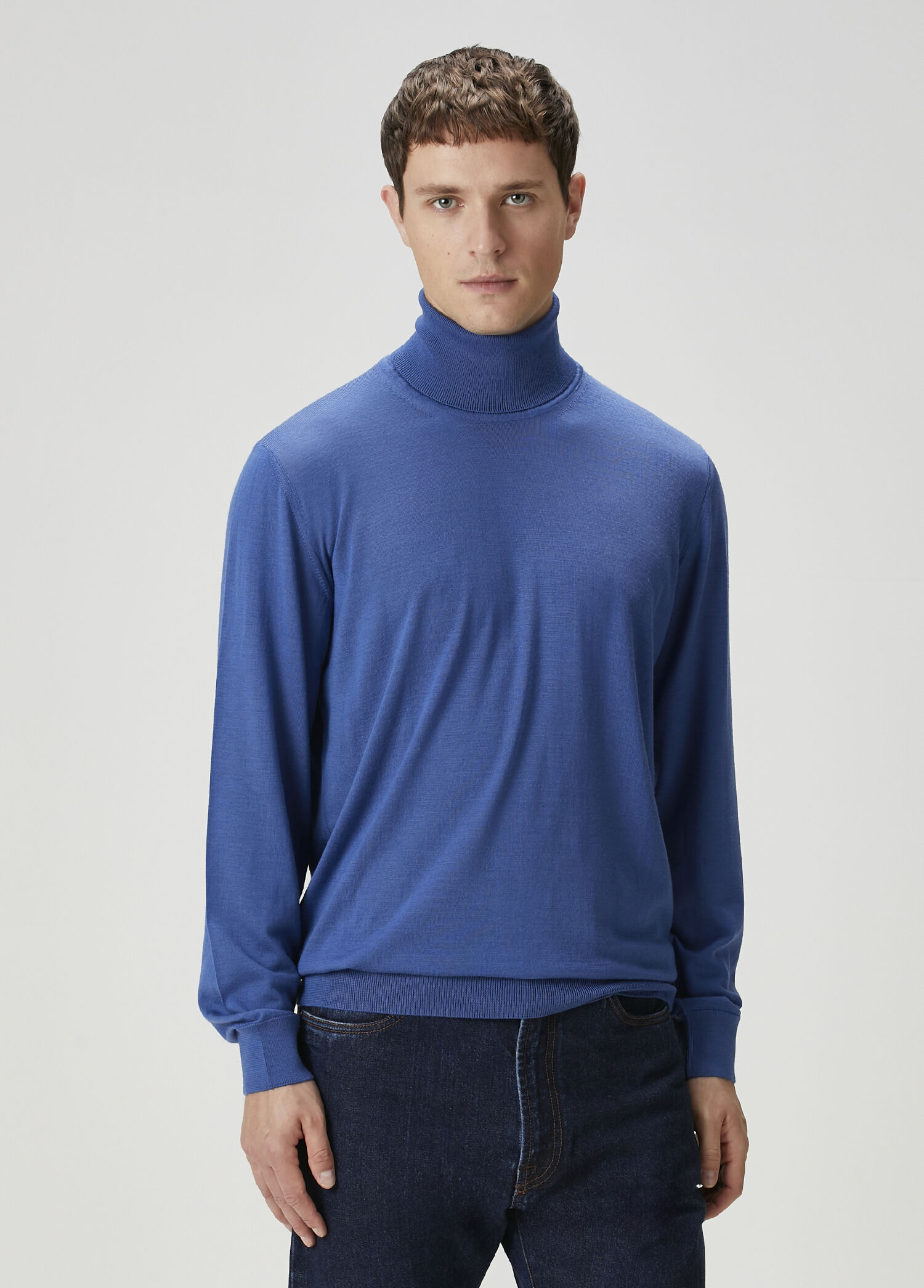 Light Blue Turtleneck Wool Sweater