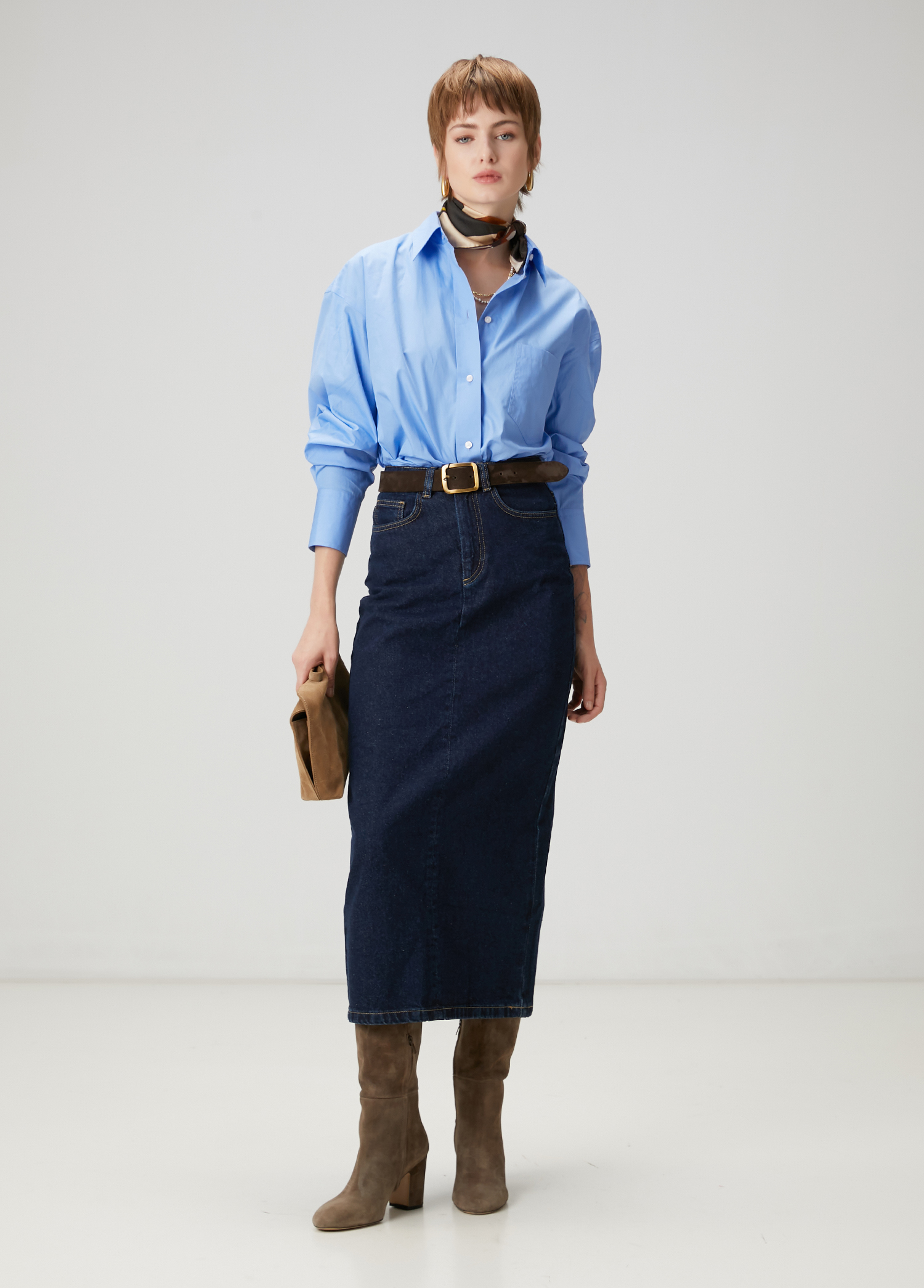 Indigo Midi Denim Etek_1