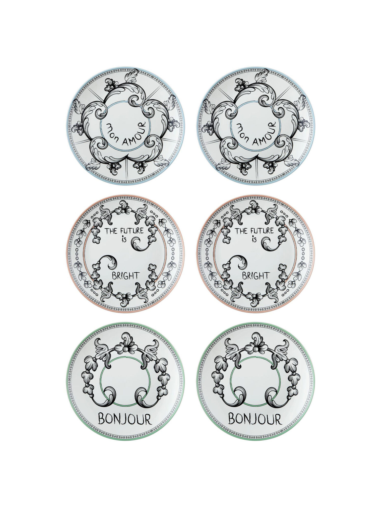 Bonjour Bone China Porselen 6'lı Pasta Tabağı Seti