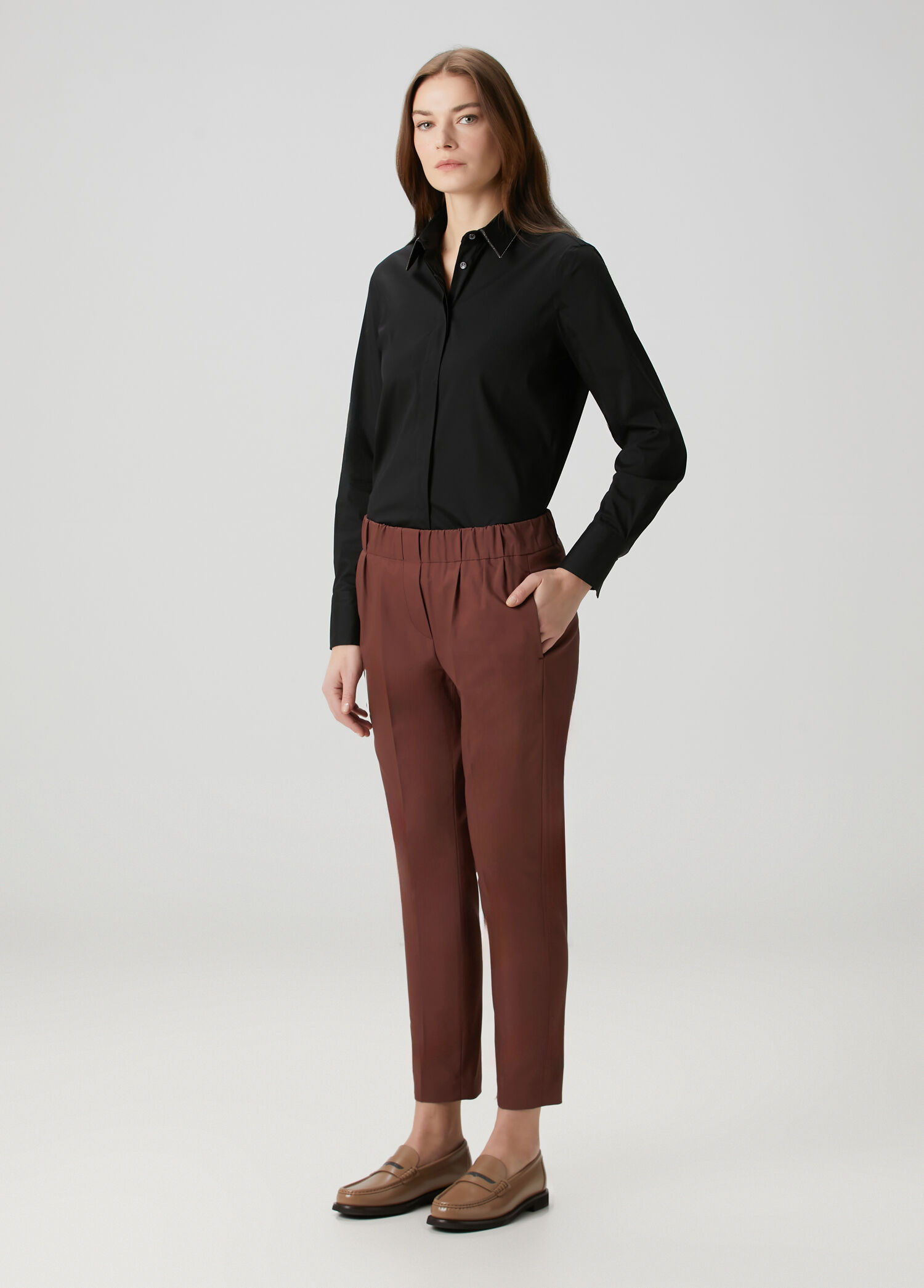 Bordo Pile Detaylı Pantolon