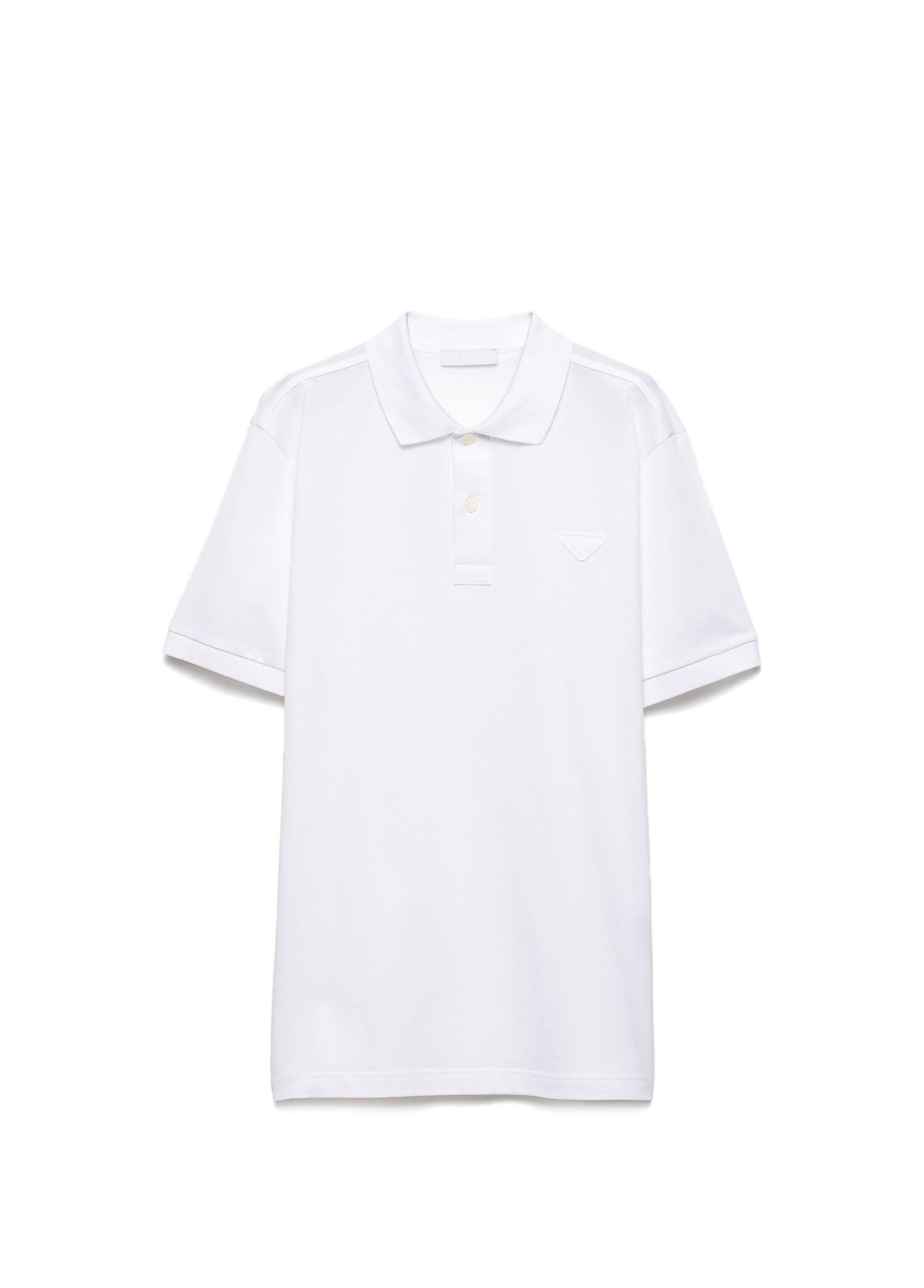 Prada Beyaz Erkek Beyaz Pike Polo Yaka Kısa Kollu Erkek T-shirt