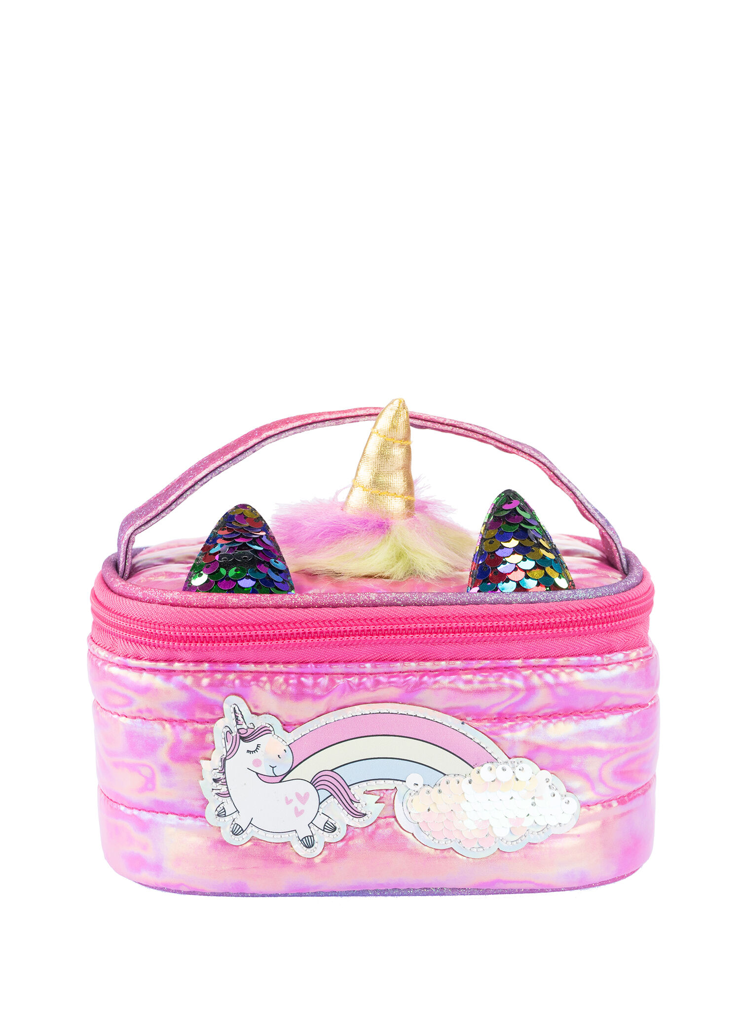 P Girabrilla Puffer Koyu Pembe Unicorn Kiz Cocuk Makyaj Cantasi