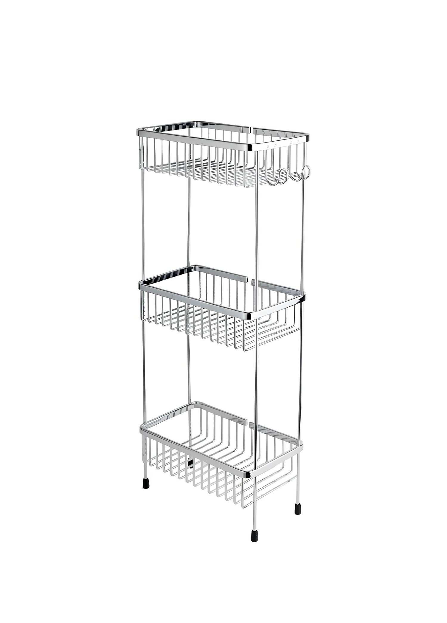 Krom Rengi 3'lü Ayaklı Duş Rafı 65 cm