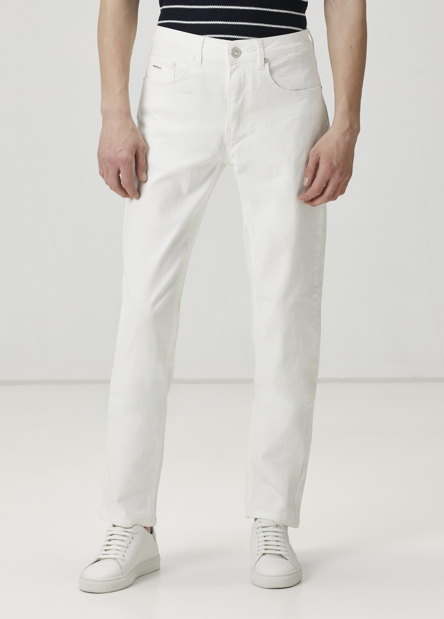 Slim Fit Kırık Beyaz Jean Pantolon_1