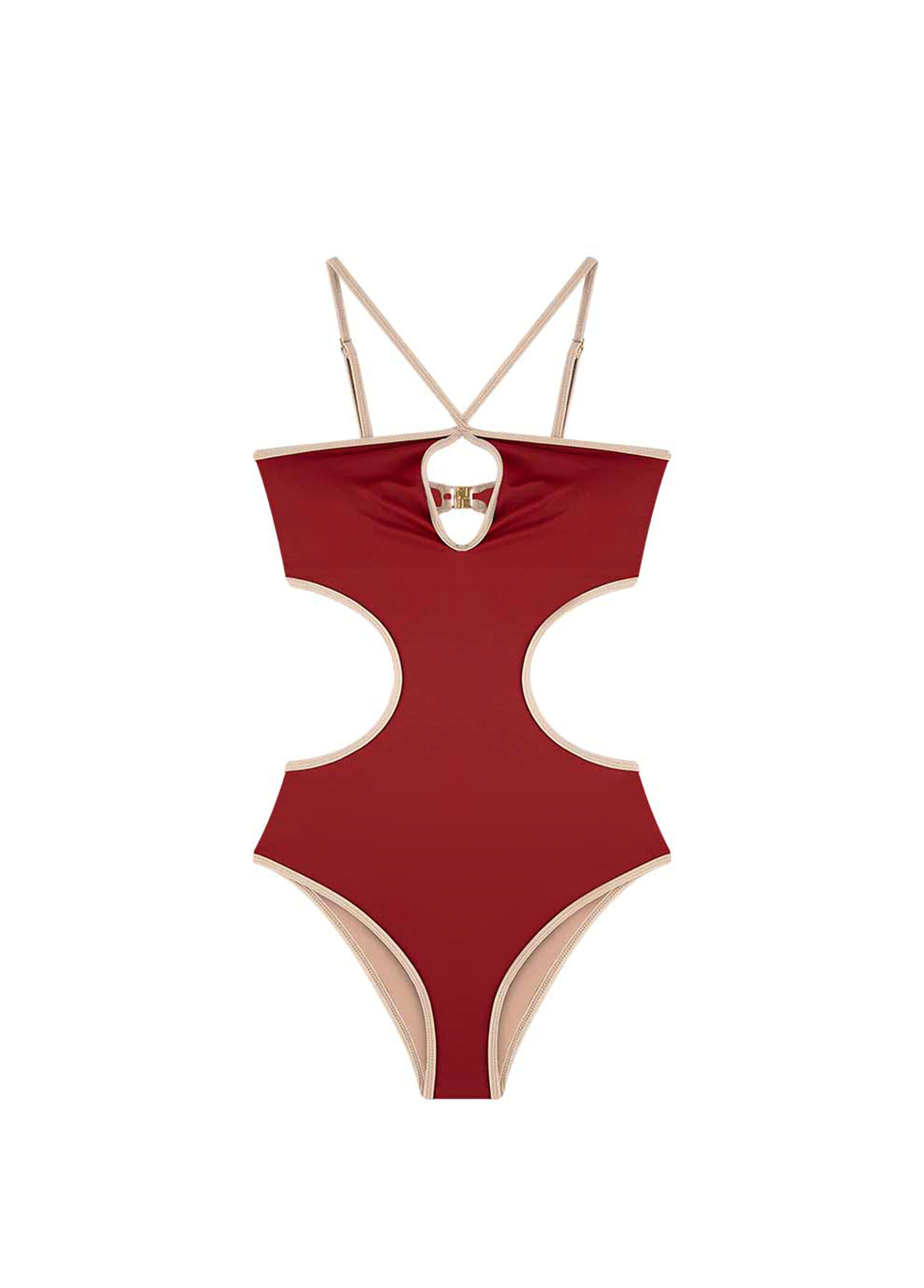 P Bia Swimwear Maddie Red Dahlia Window Halter Womens Swimsuit