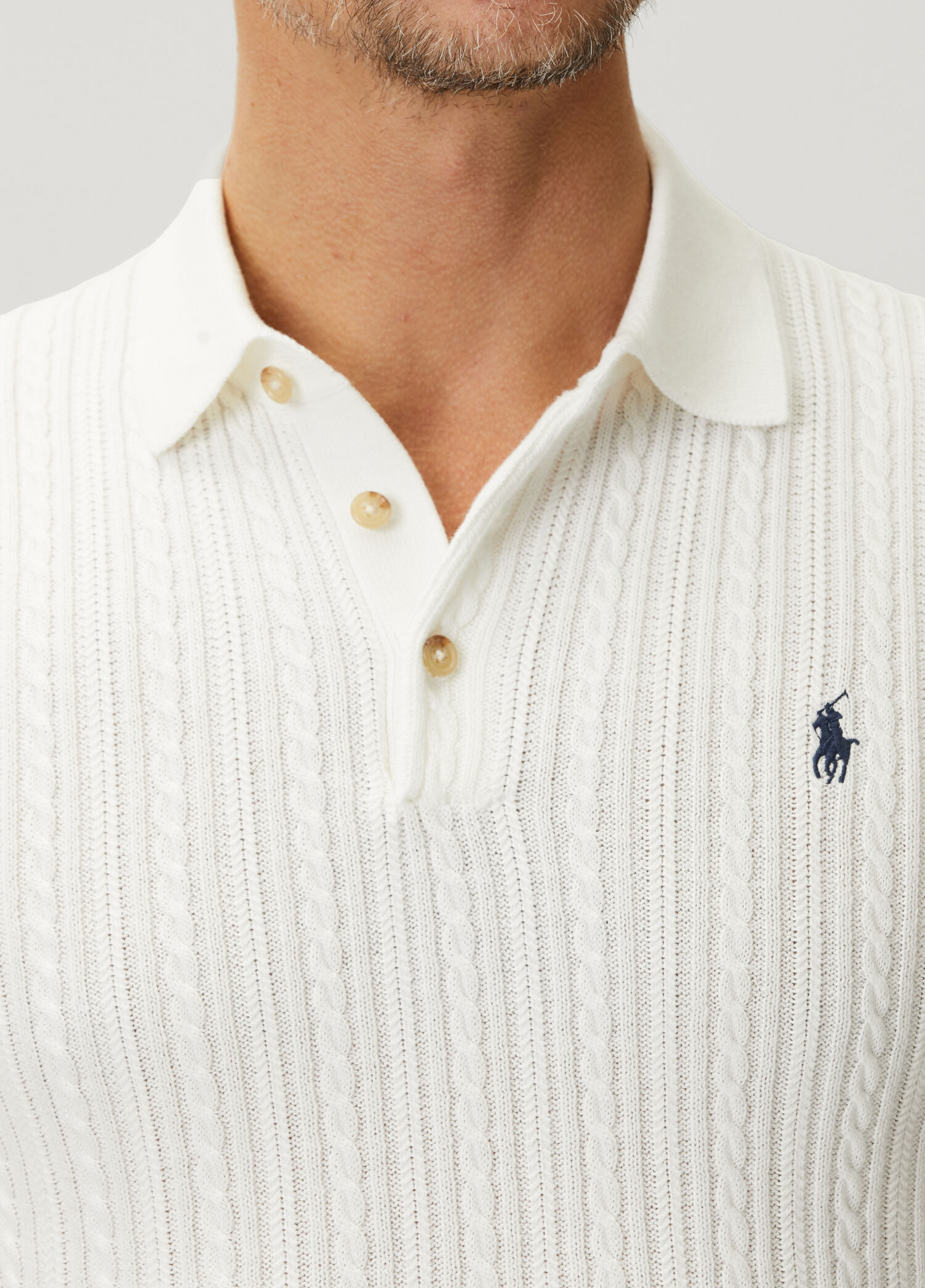 Polo Ralph Lauren Beyaz Erkek Beyaz Polo Yaka Örgü Dokulu T-shirt
