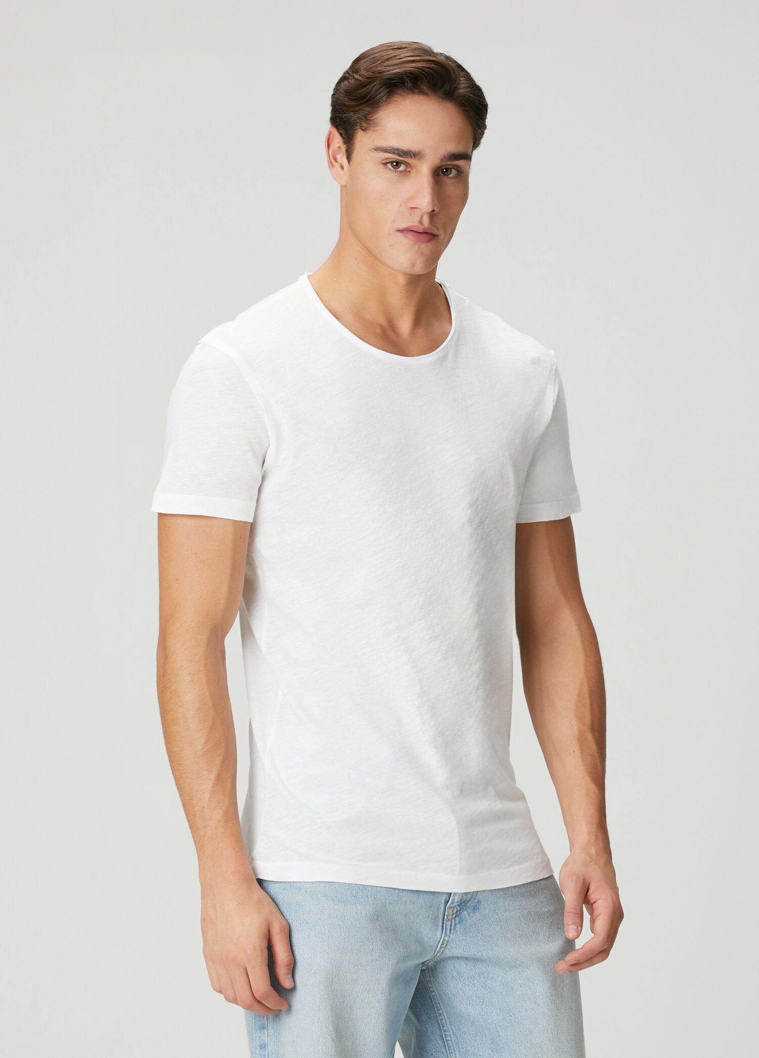 Regular Fit Figure Beyaz T-shirt