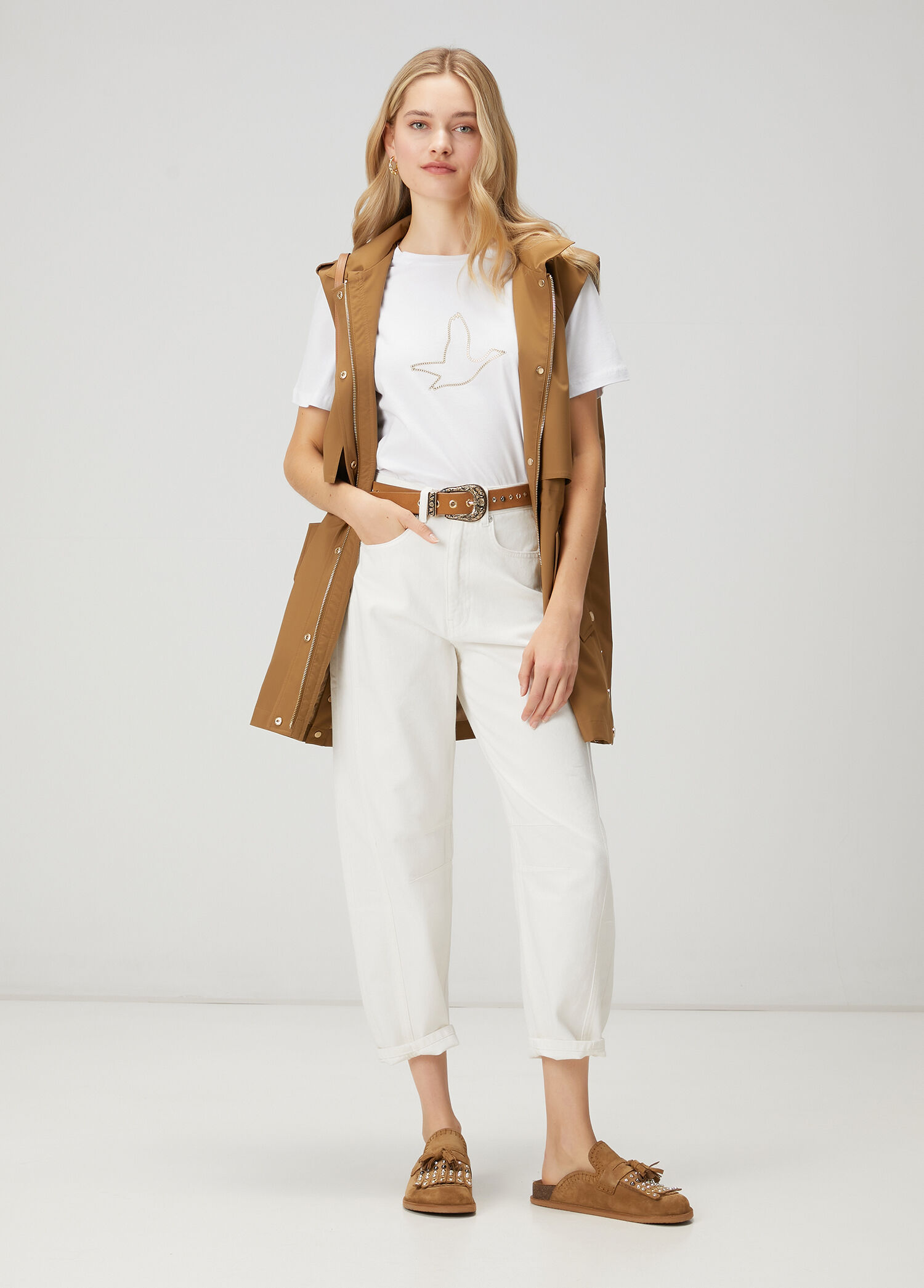 Slouchy Ekru Jean Pantolon