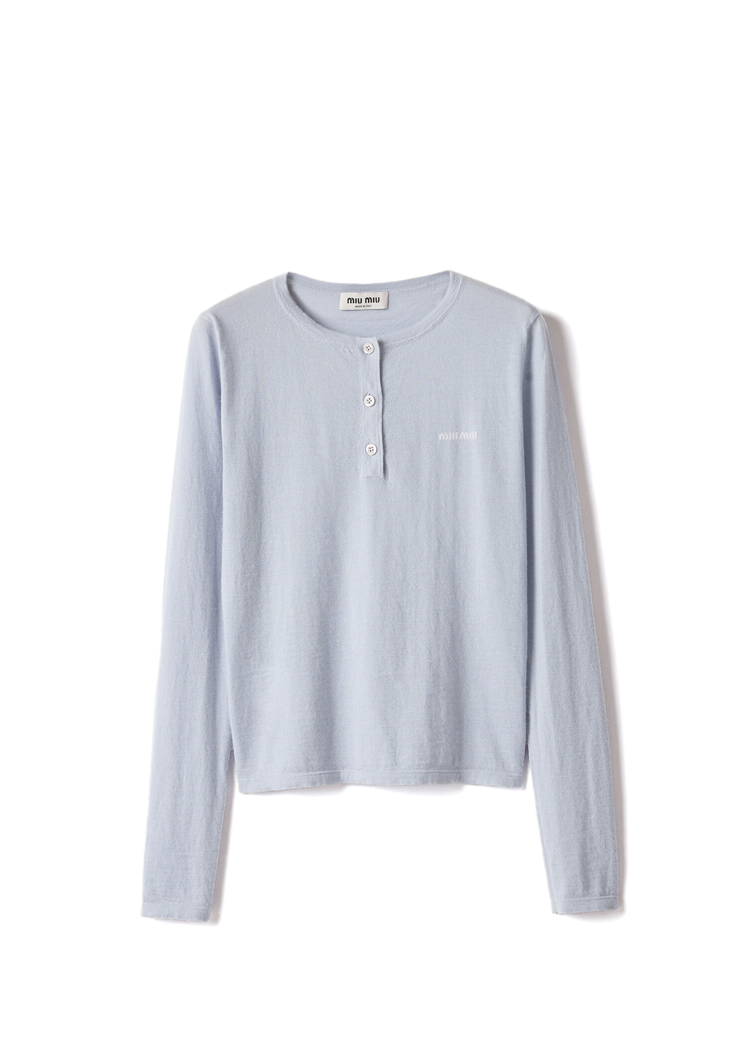 Açık Mavi Kaşmir Henley Kadın Kazak