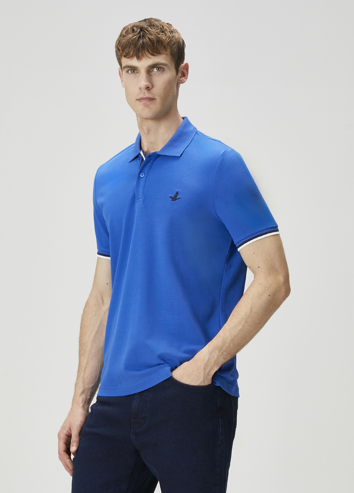 Saks Lacivert Polo Yaka T-shirt_1
