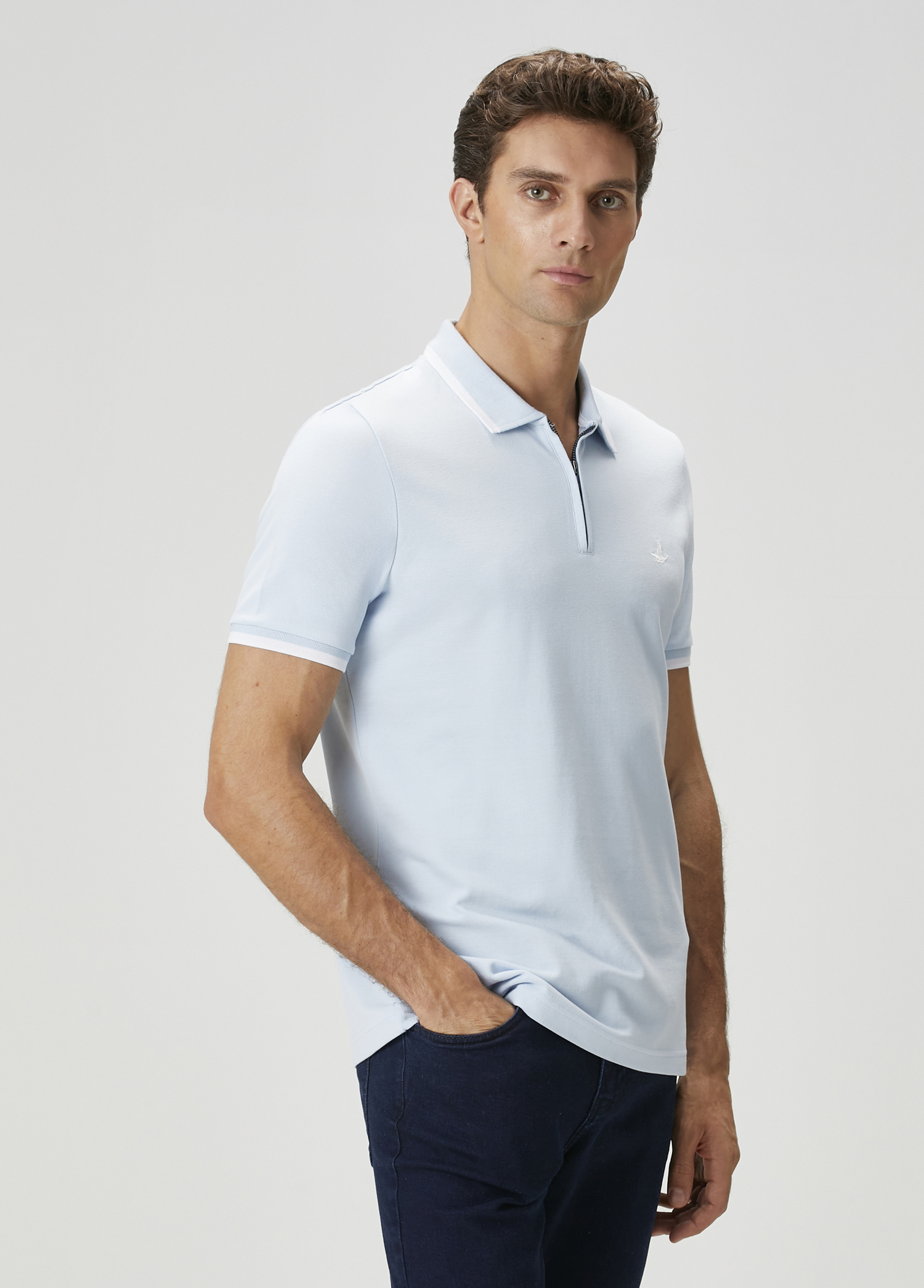 Açık Mavi Beyaz Polo T-shirt_2