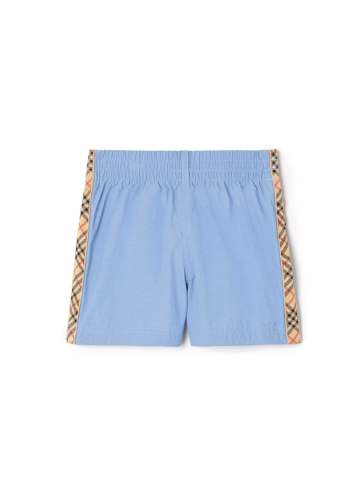 Mavi Ekose Desenli Trim Unisex Çocuk Deniz Şortu