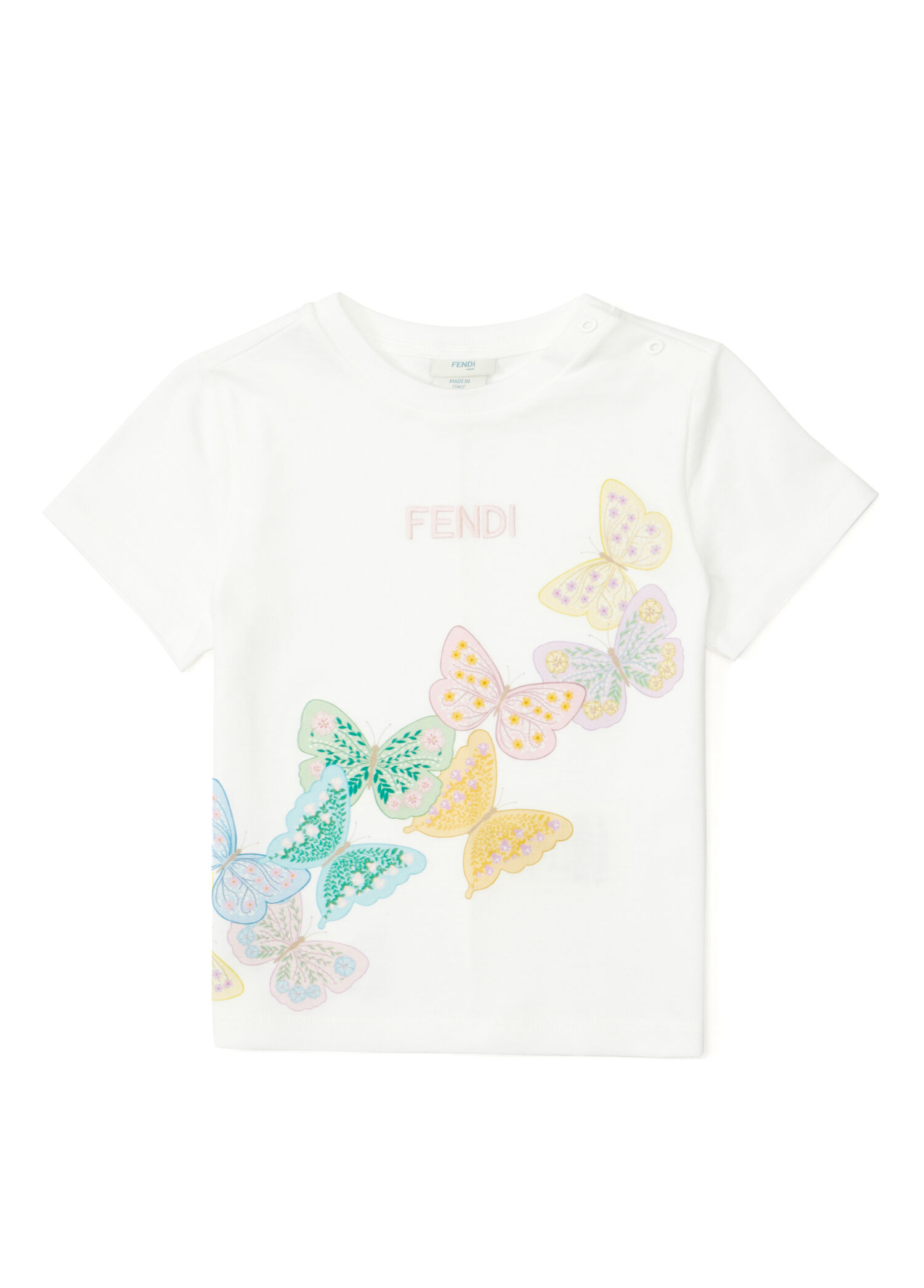 Beyaz Kelebek Baskılı Kız Bebek T-shirt