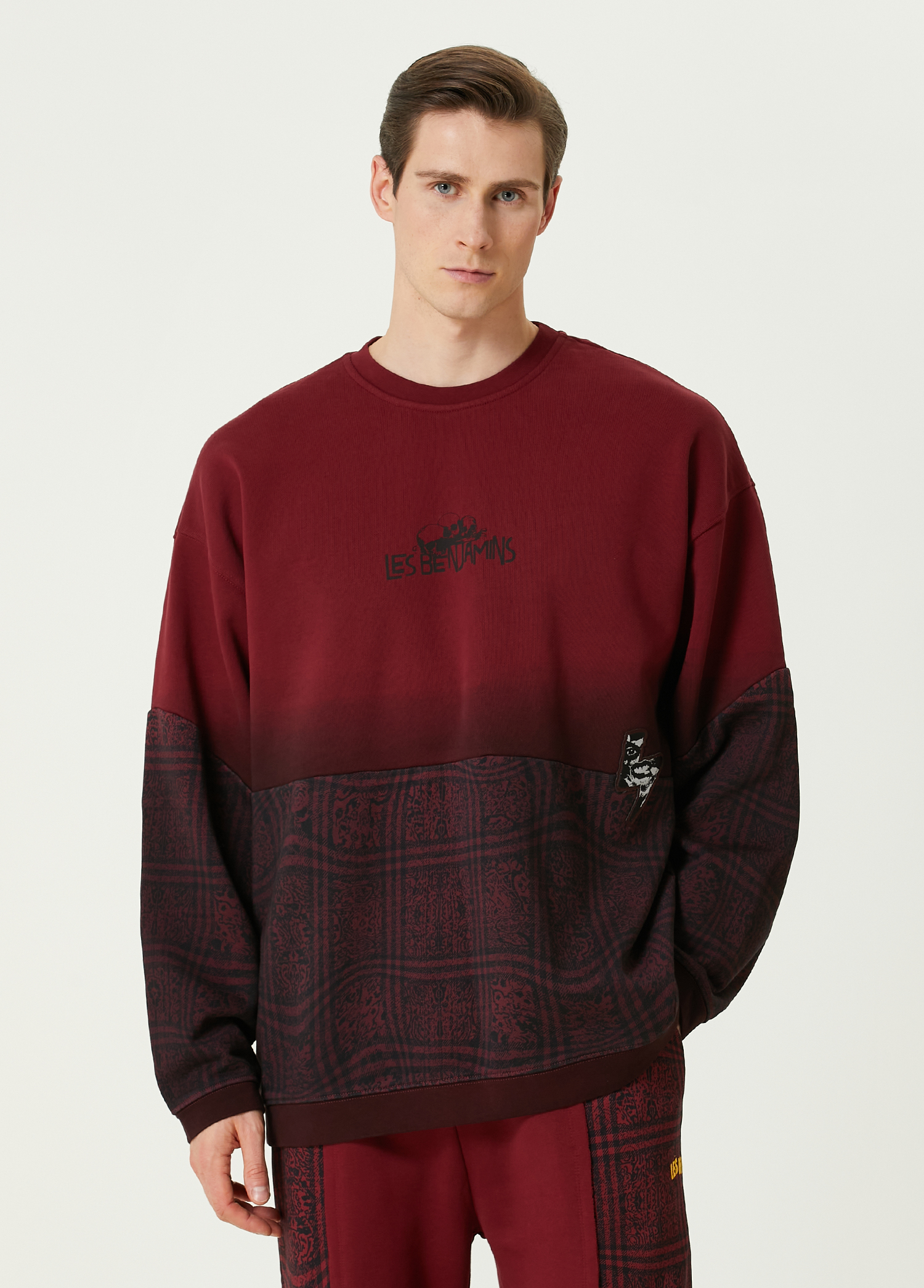 Bordo Desenli Sweatshirt