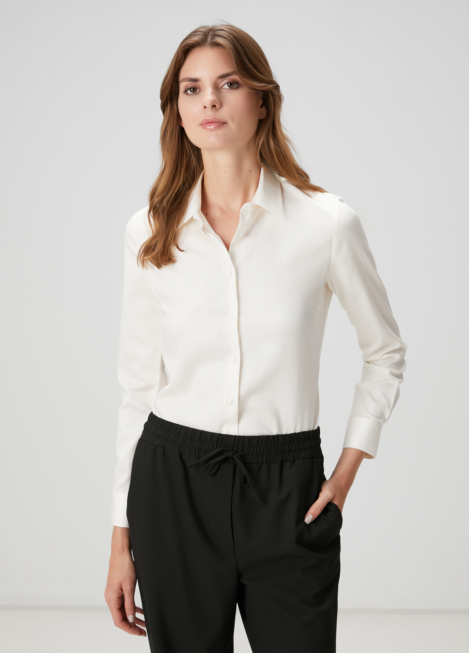 Slim Fit Non Iron Klasik Krem Gömlek
