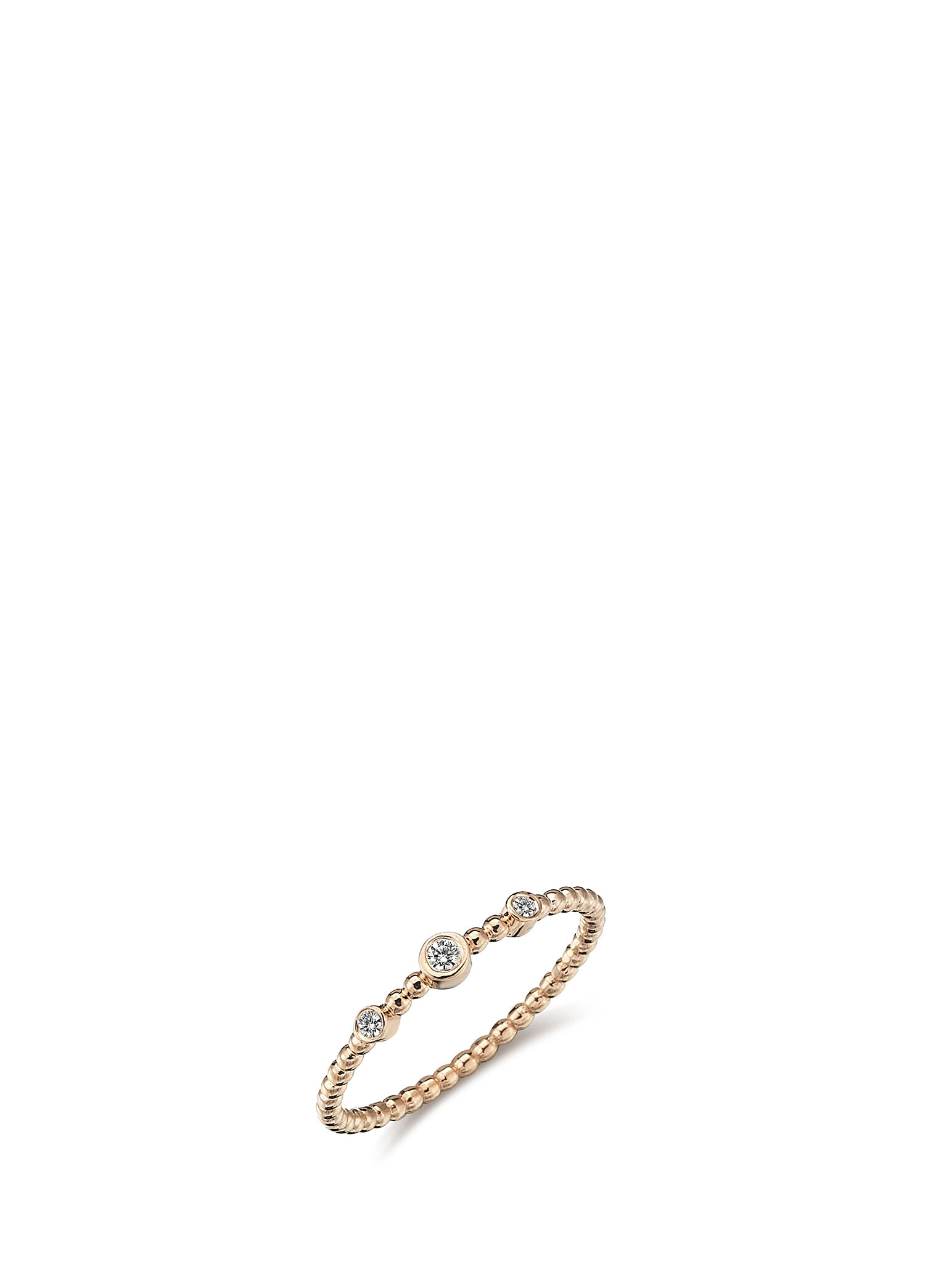 Mini Üç Taşlı 14 Ayar Rose Gold Kadın Pırlanta Yüzük