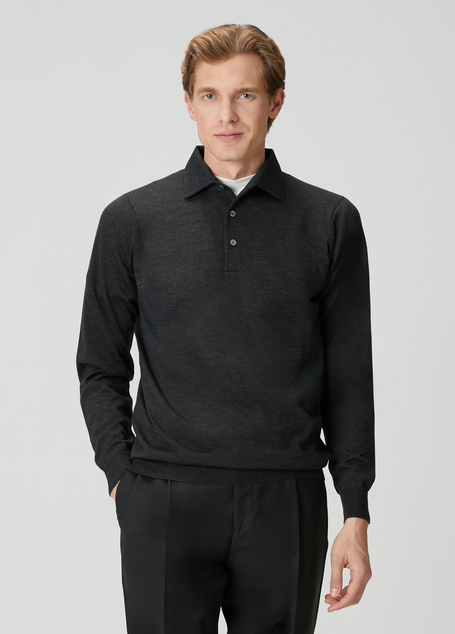 Dark Grey Polo Wool Sweater