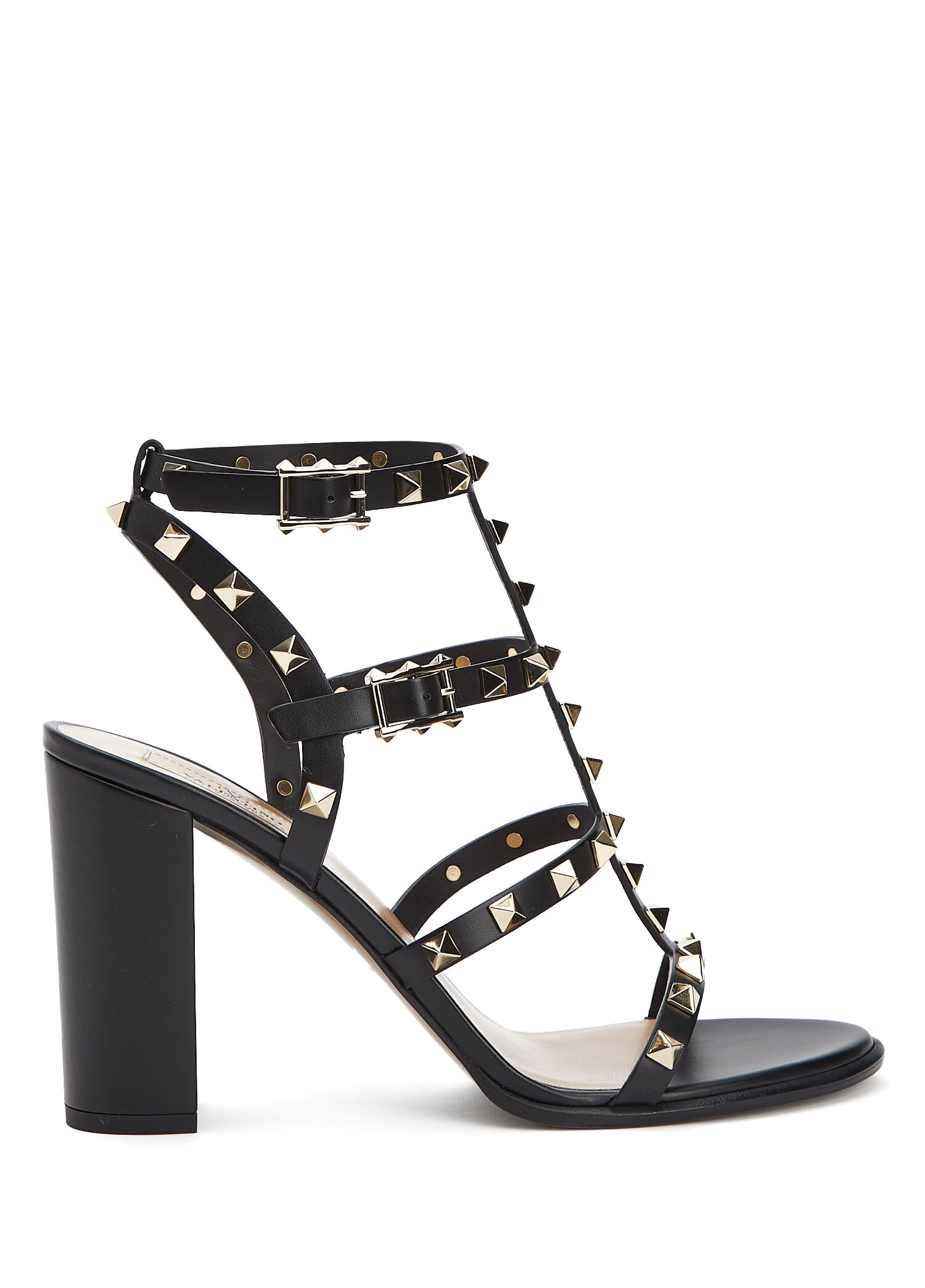 Rockstud Siyah Kadın Deri Sandalet