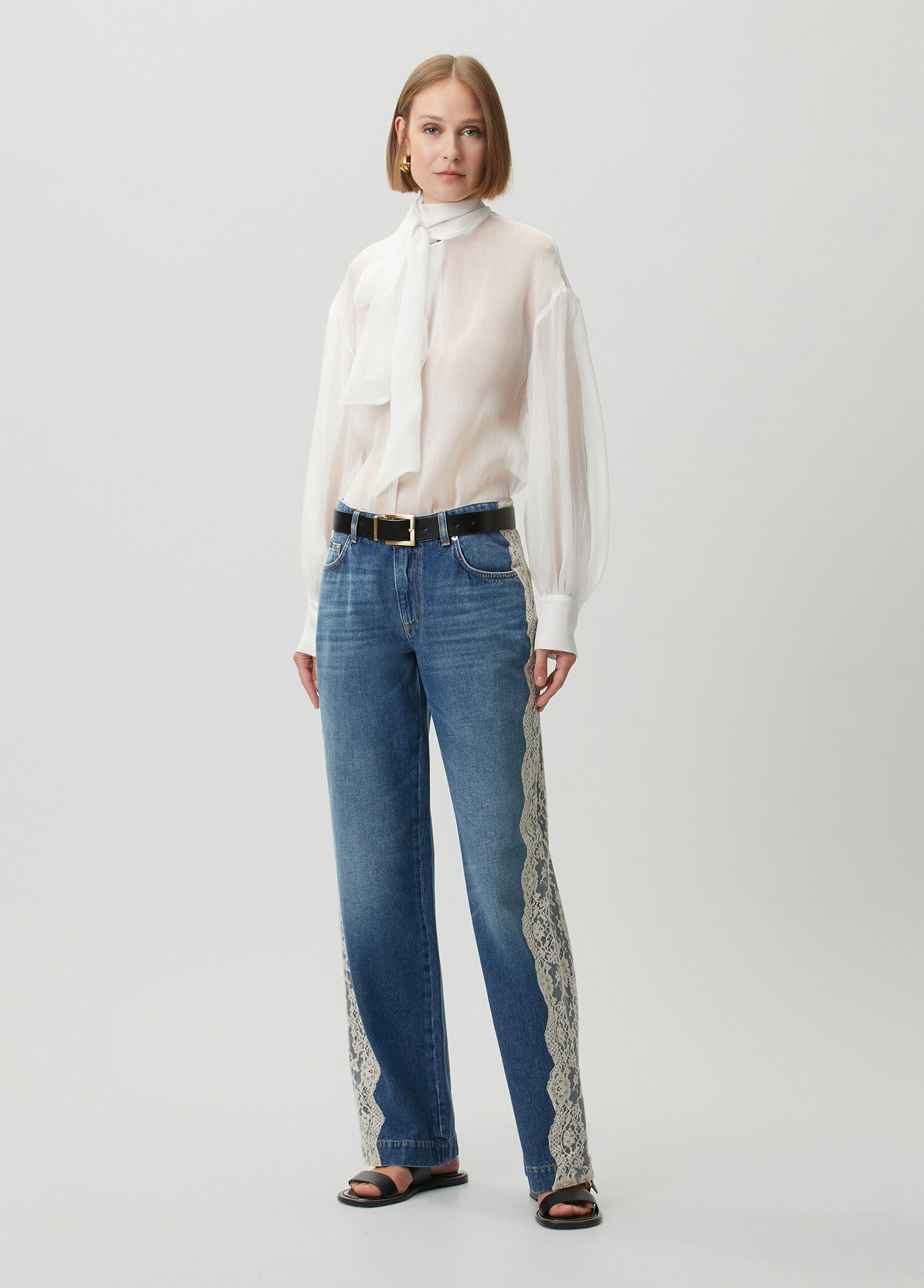 Dolce&Gabbana Mavi Kadın RE Edition 2000 Dantelli Jean Pantolon