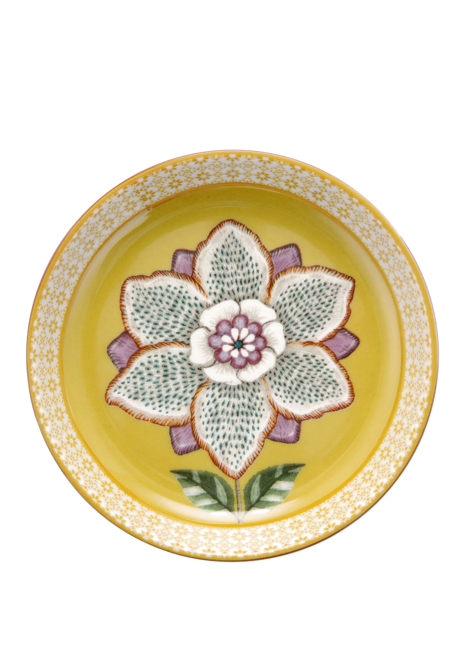 Lily & Lotus Sarı Porselen Çay Tabağı