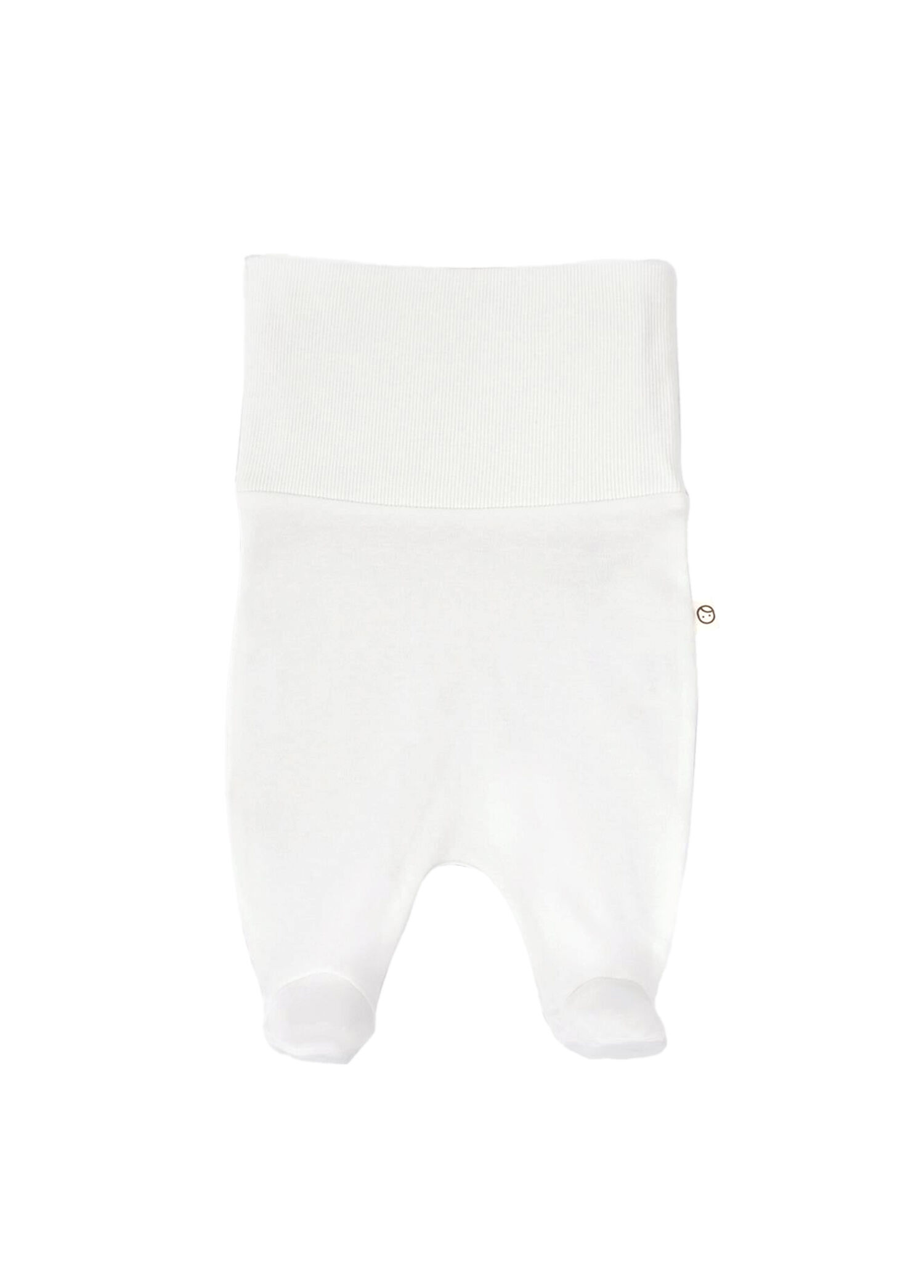 Beyaz Organik Pamuk Yüksek Bel Unisex Bebek Patikli Pantolon