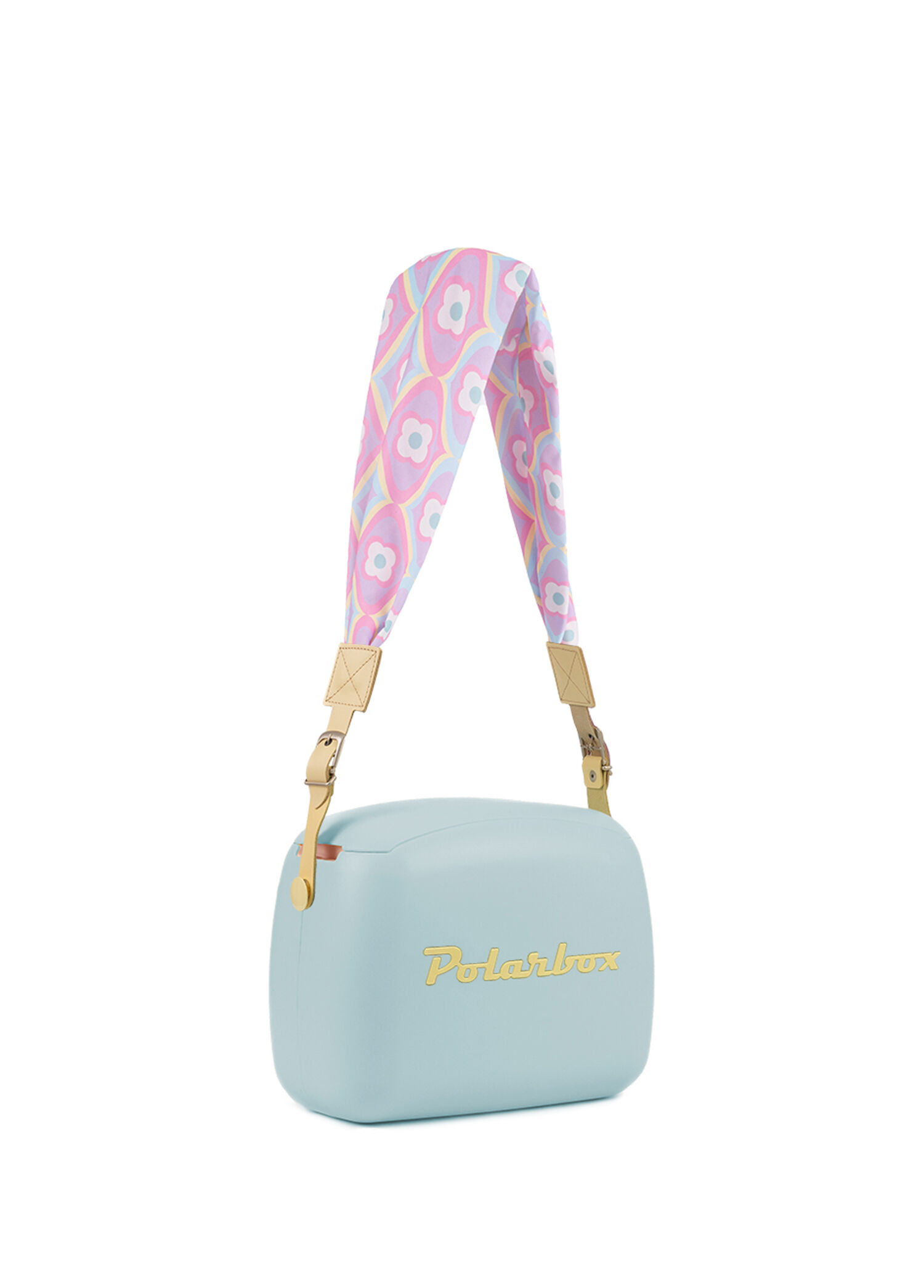 Prinkstyle Retro Classic Sky Blue Yellow Pamuk ve Deri Kayışlı Soğuk ve Sıcak Tutucu Yemek Çantası 6 Lt