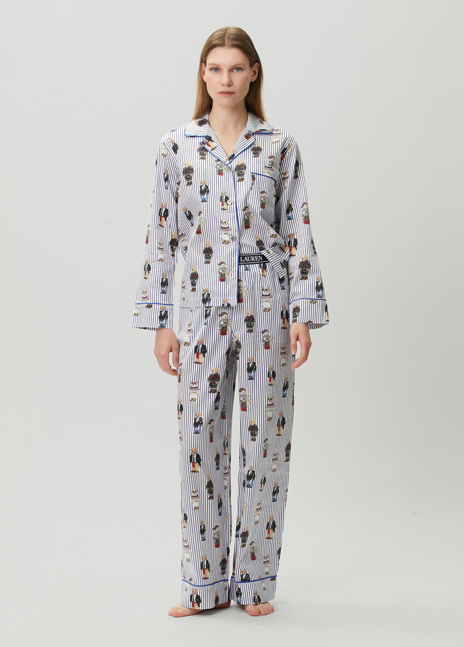 Polo Bear Mavi Çizgili Pijama Takımı