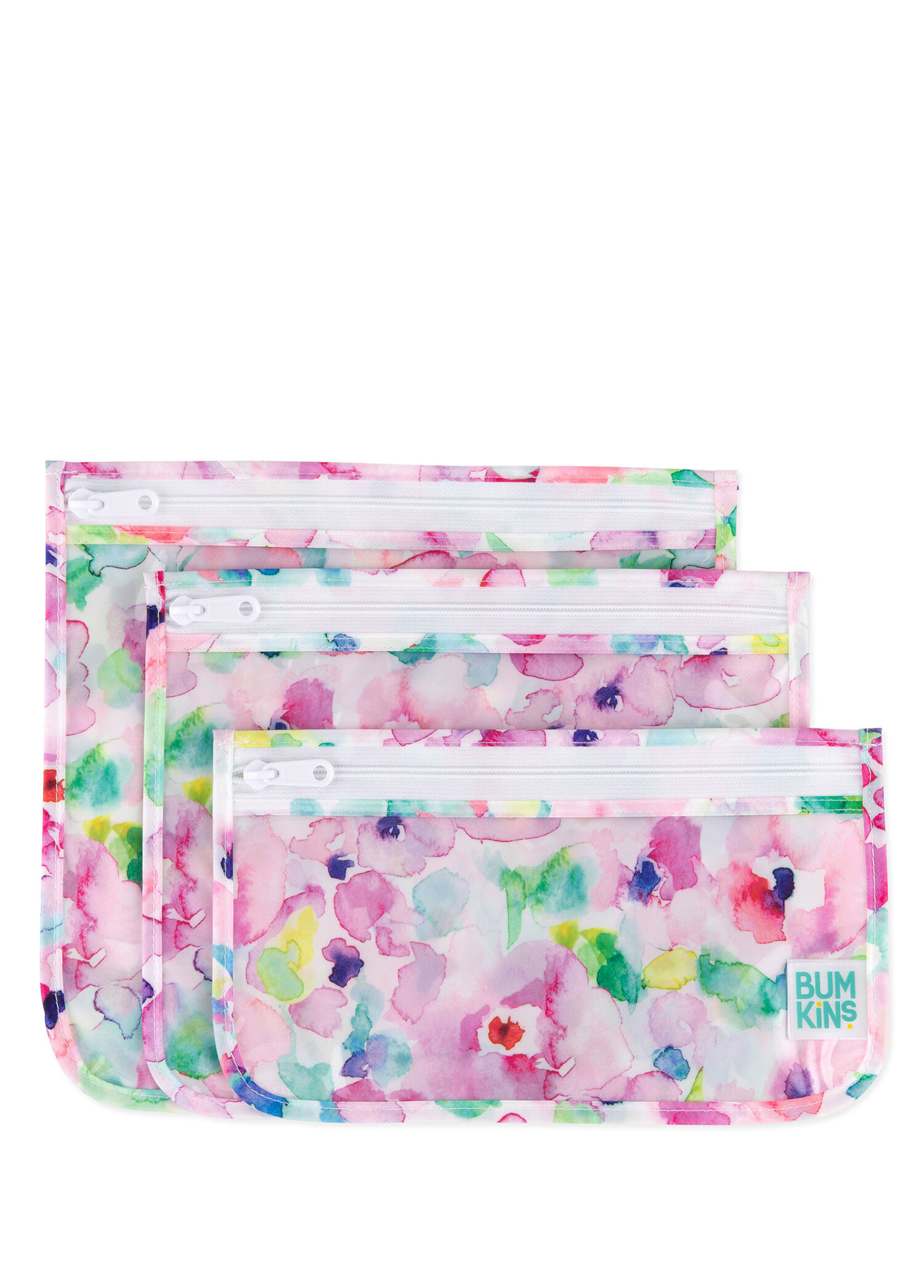 Bumkins - Watercolor Şeffaf 3'lü Seyahat Çantası   - Çok Renkli