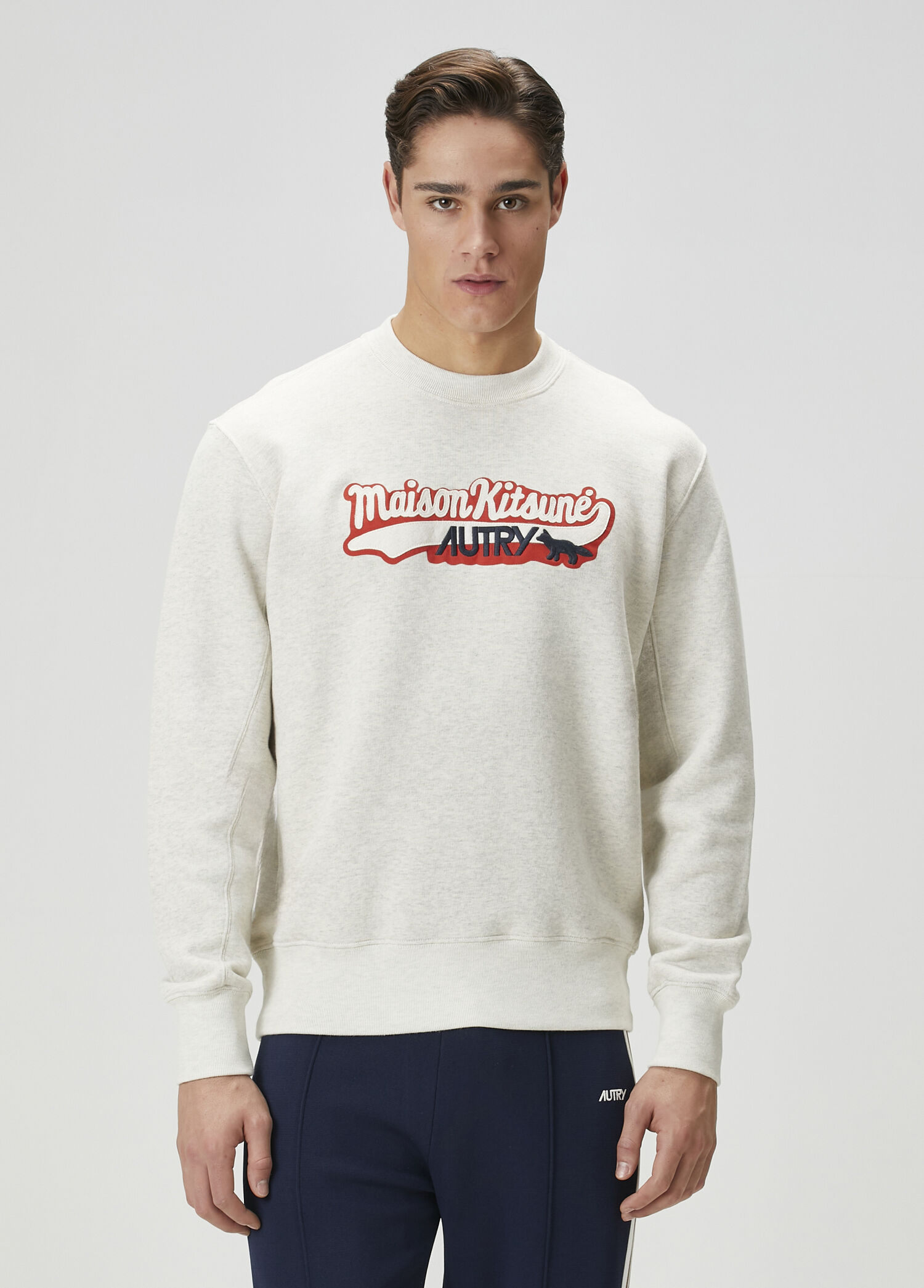 Açık Gri Logo Nakışlı Sweatshirt