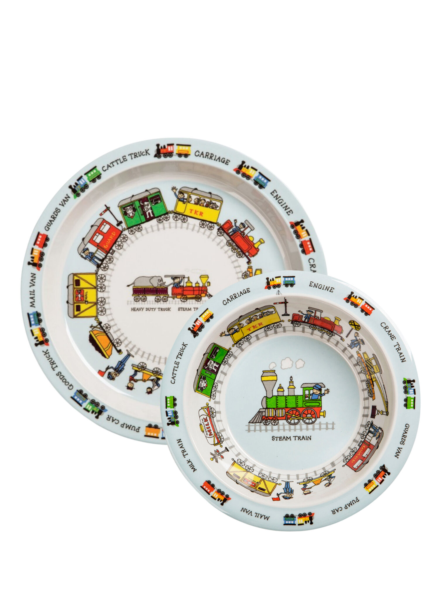 Trains Desenli Melamin Çocuk Mama Tabağı ve Mama Kasesi