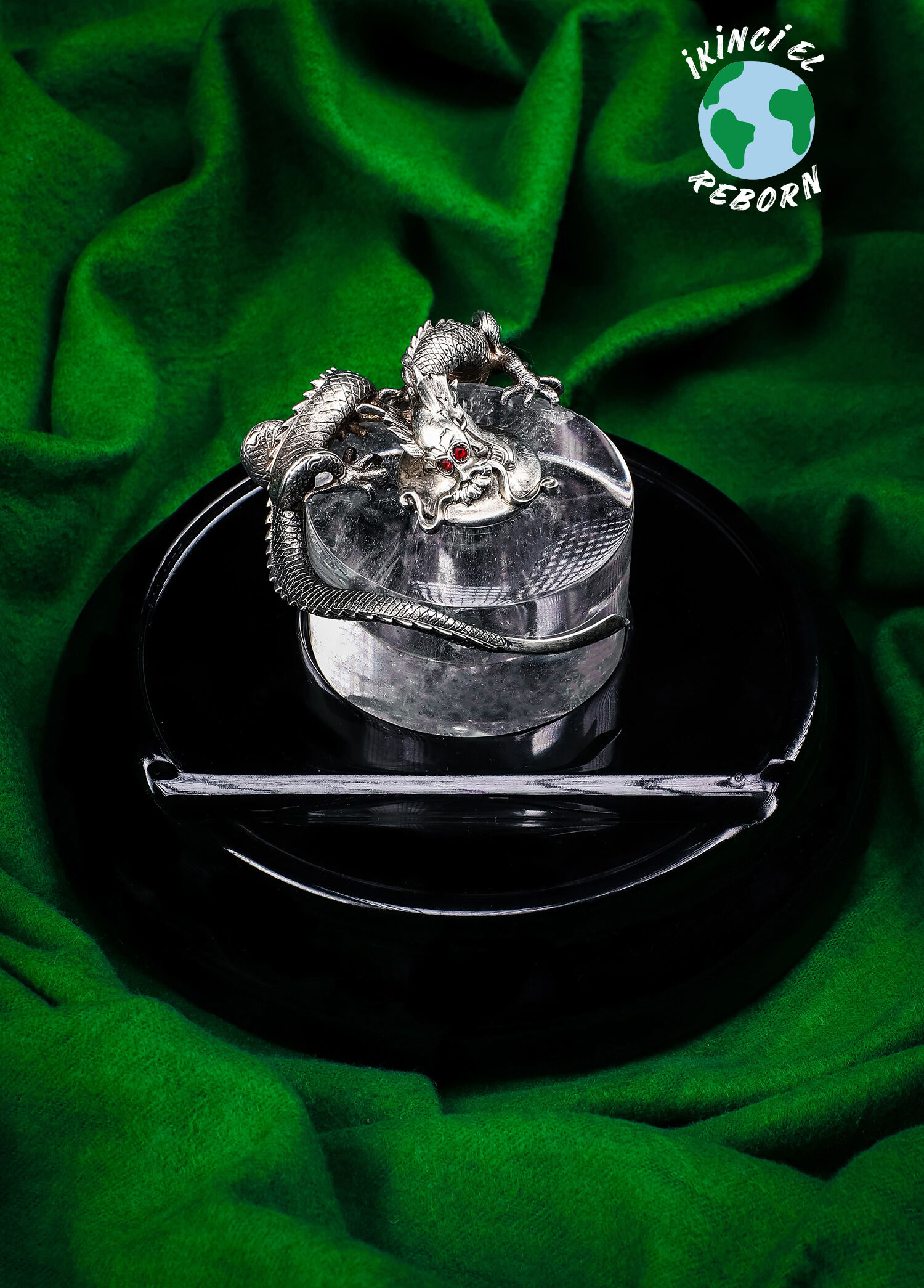 The Dragon Inkwell Montegrappa Gümüş Kristal Mürekkep Hokkası
