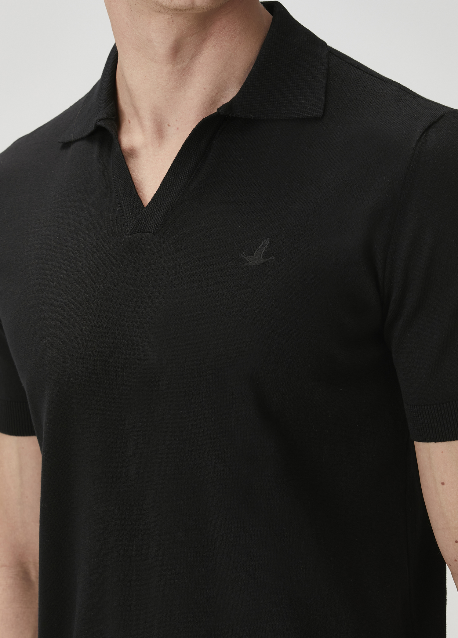 Siyah İpek Polo Triko_5