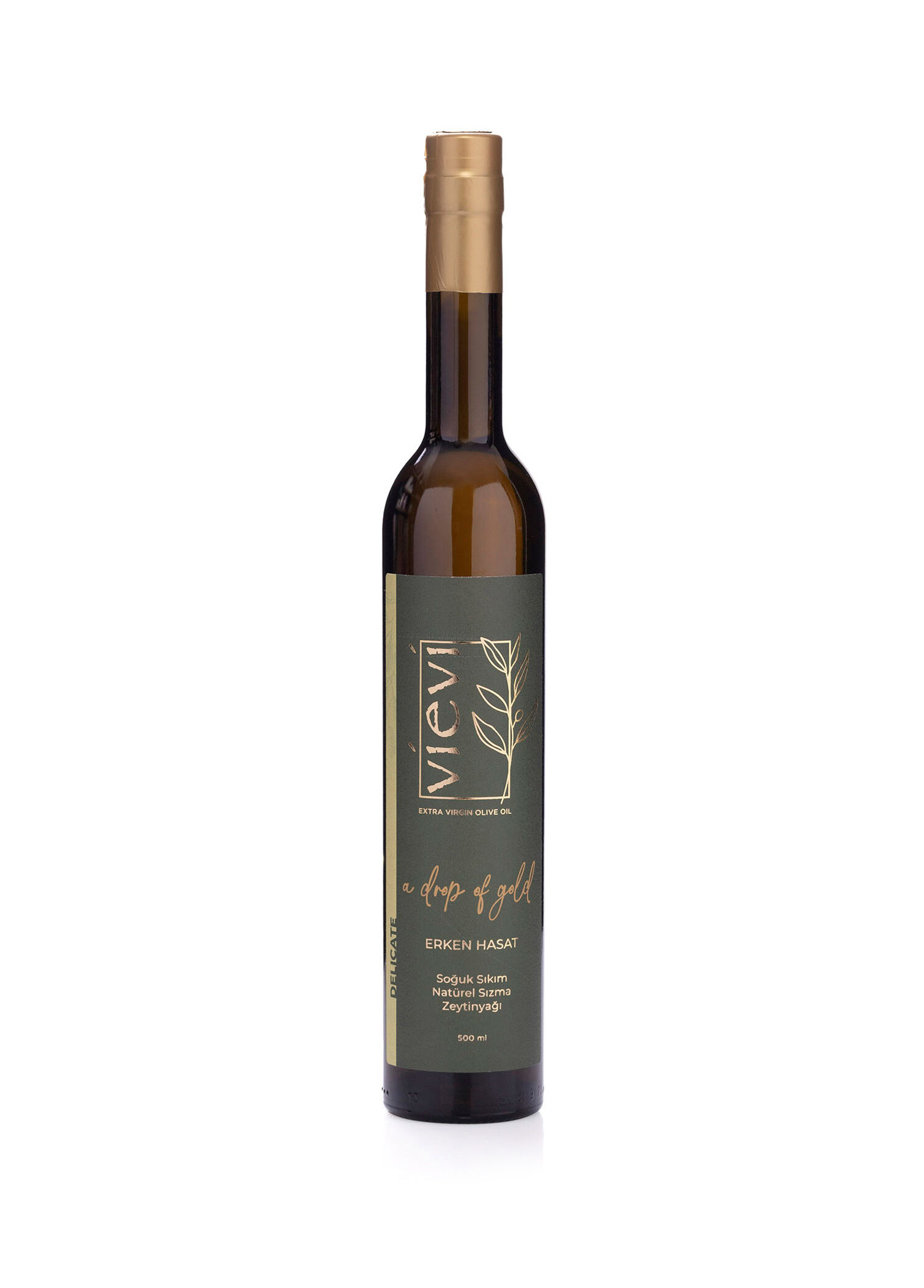 Vievi - Delicate Trilye Erken Hasat Soğuk Sıkım Natürel Sızma Zeytinyağı 500 ml - Altın