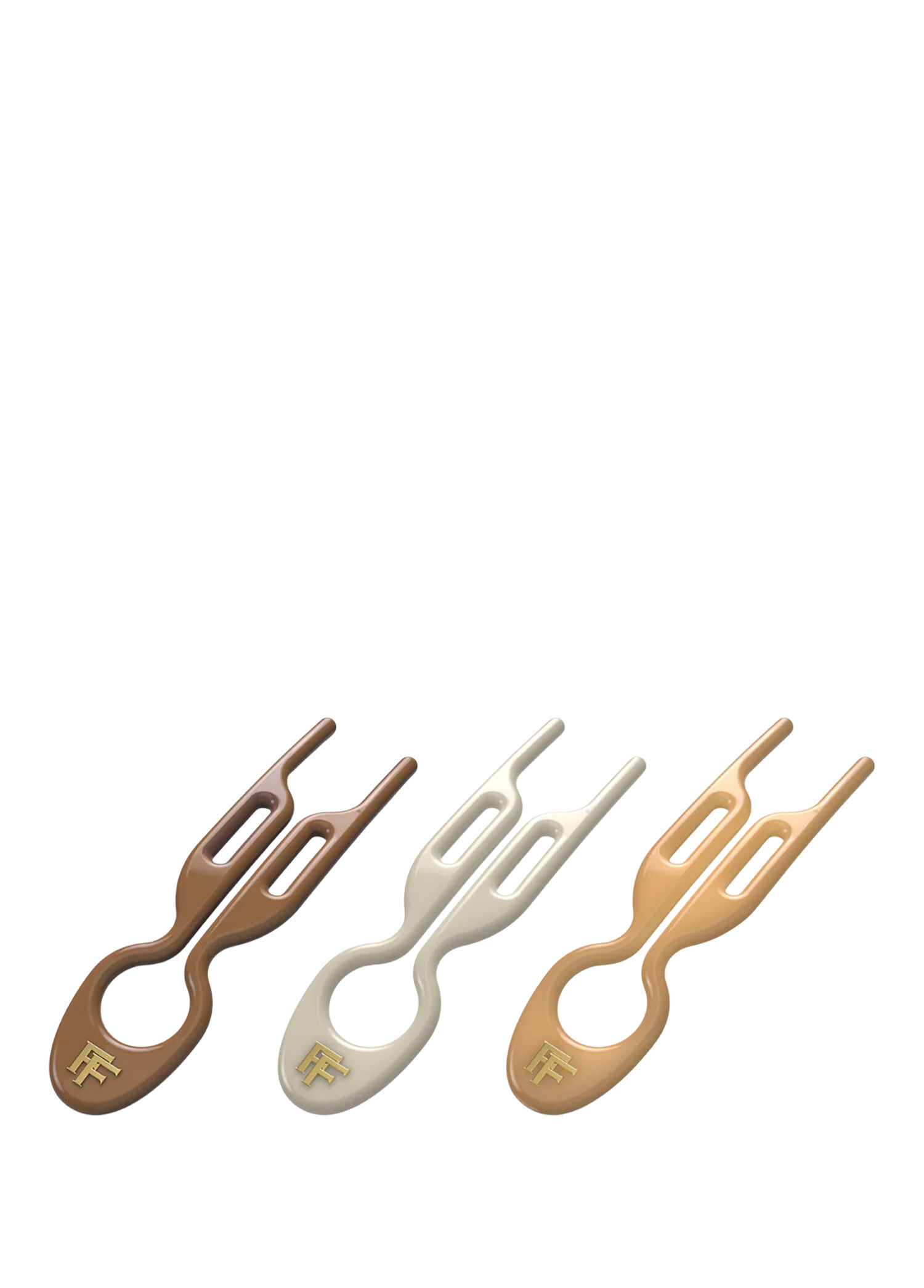 Nº 1 Hairpin Milano Collection Mochaccino Cream White ve Karamel 3'lü Kadın Saç Tokası