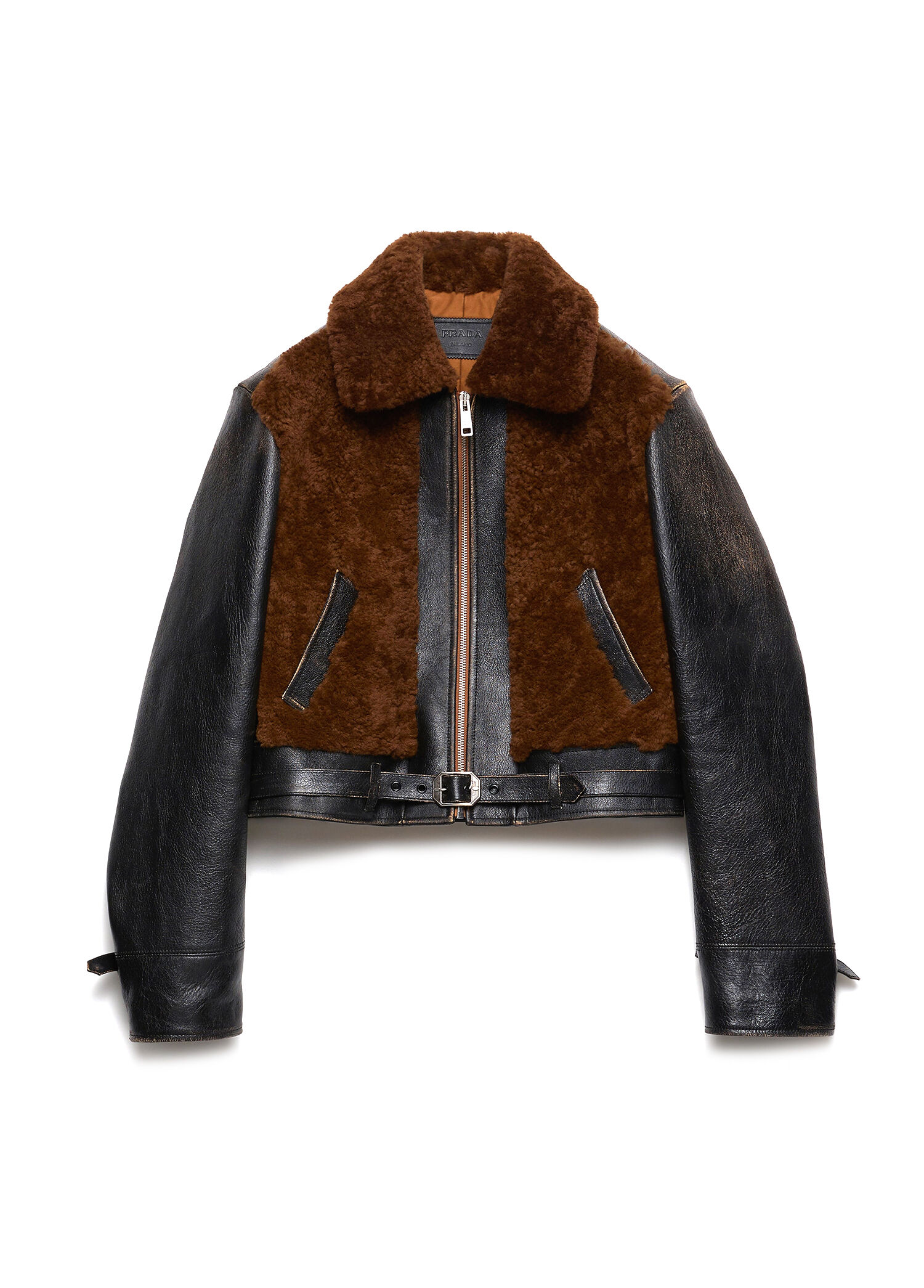 専用 PRADA Leather & Knit Jacket IT46 Prada Siyah Kadın Siyah Deri Kürklü Kadın Ceket 1812096 | Beymen