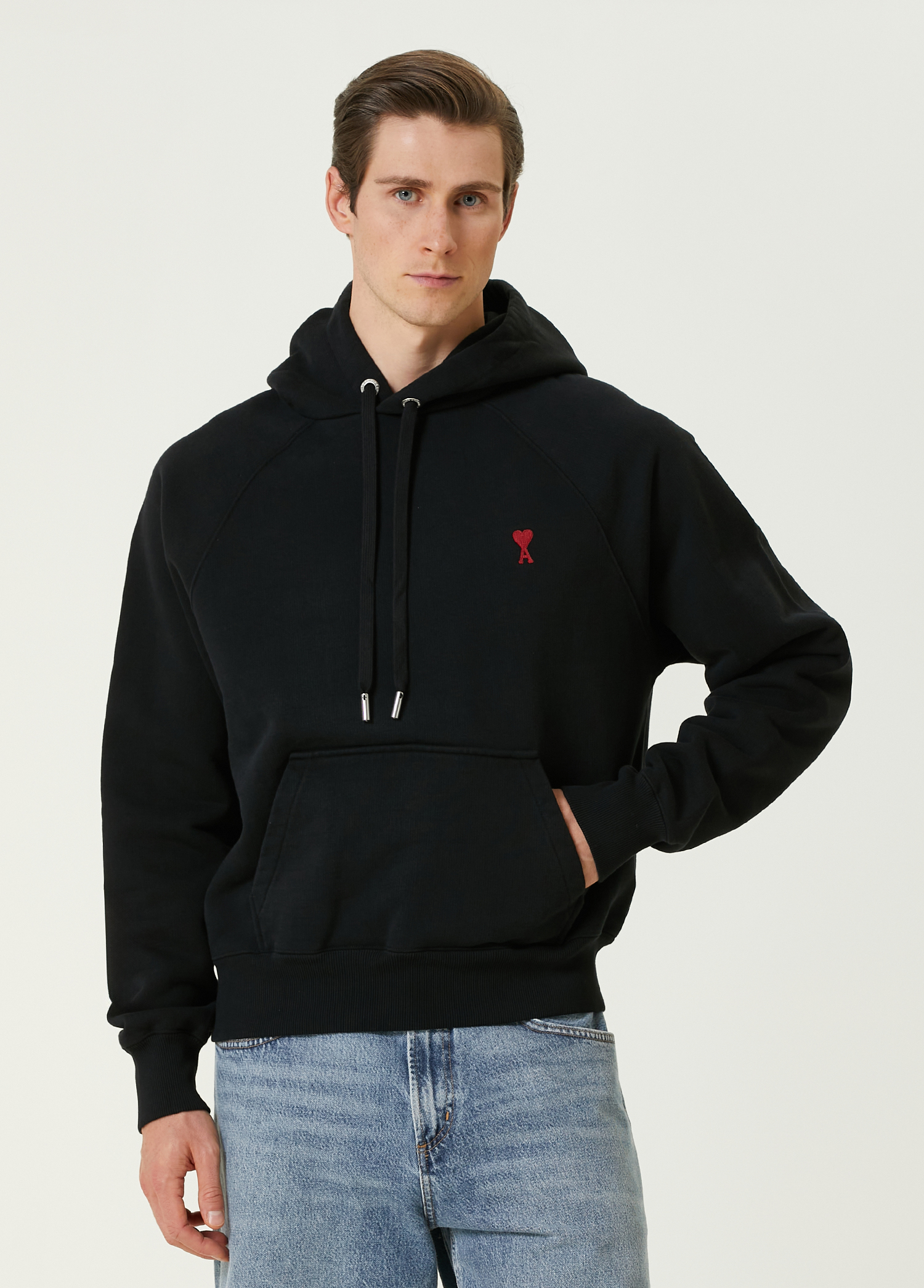 Siyah Kapüşonlu Logolu Sweatshirt