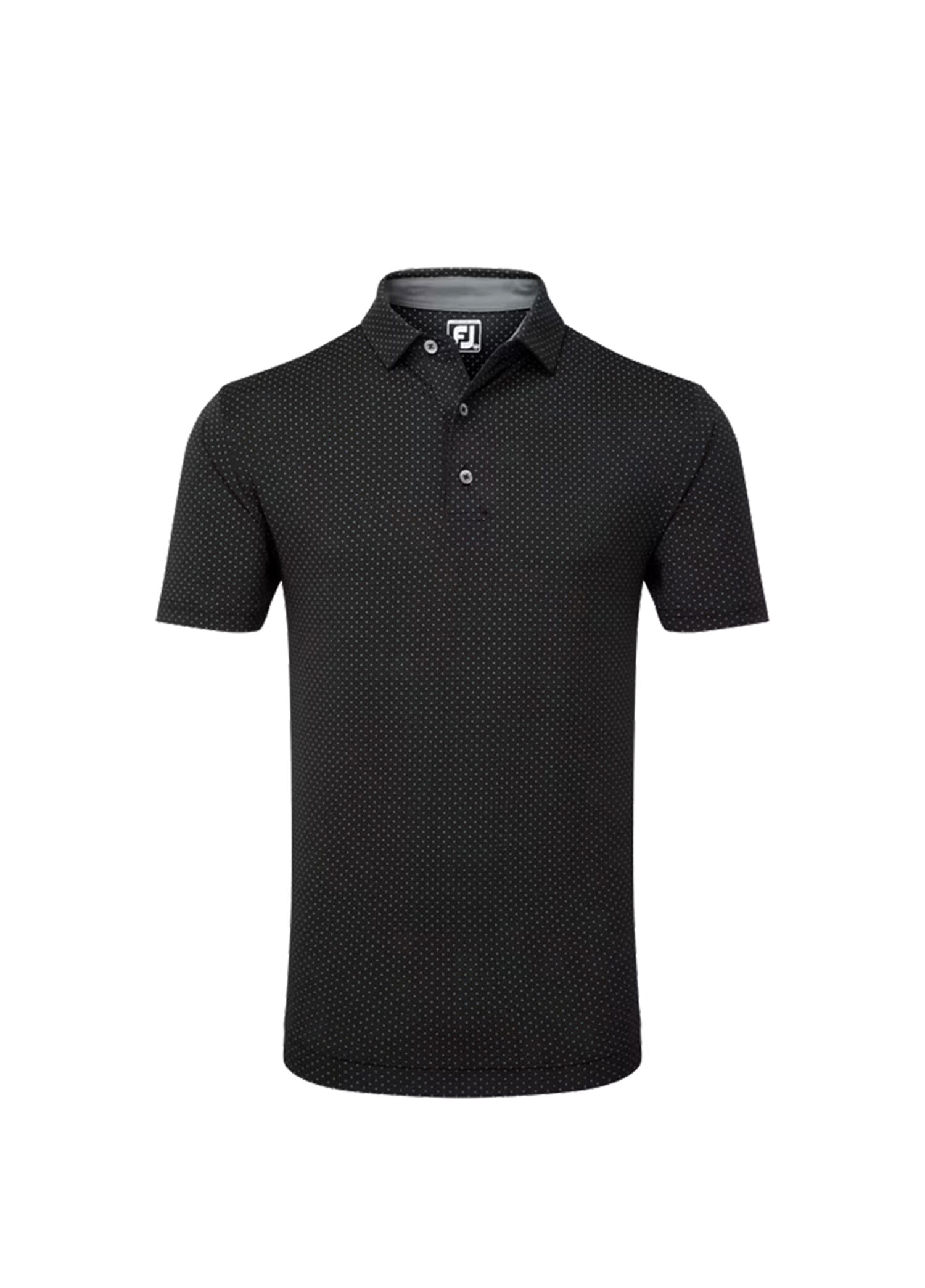 FootJoy Stretch Lisle Nokta Baskı Polo Yaka Siyah Golf T-Shirt 81676