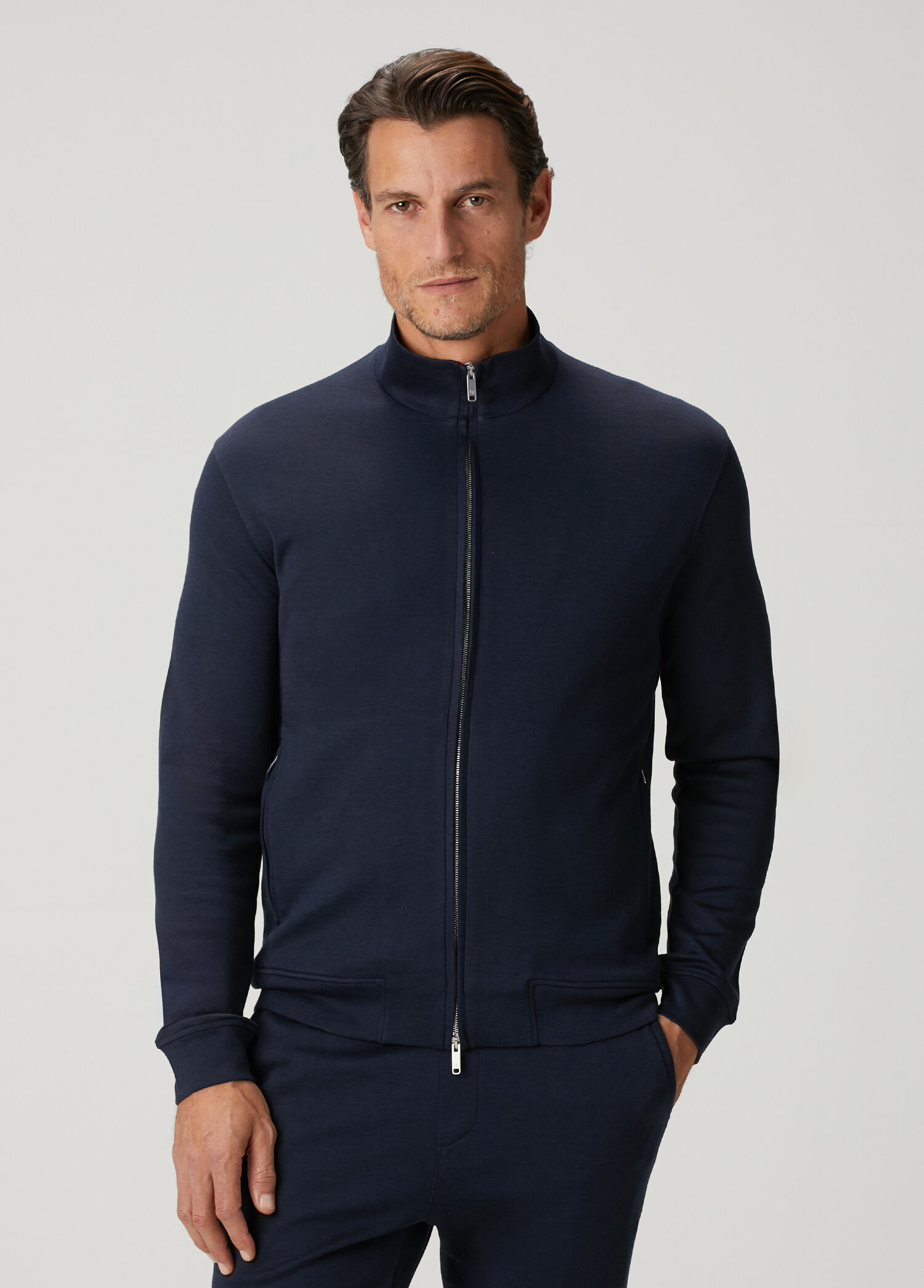 Navy Blue Silk Sweatshirt