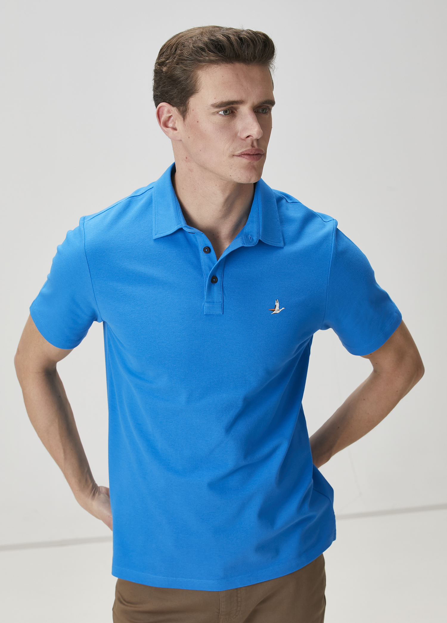 Comfort Fit Kobalt Polo Yaka T-shirt_4