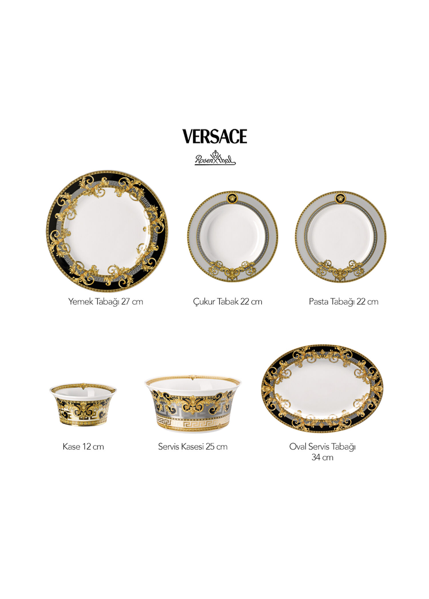 Versace - Prestige Gala Porselen 51 Parça 12 Kişilik Yemek Takımı